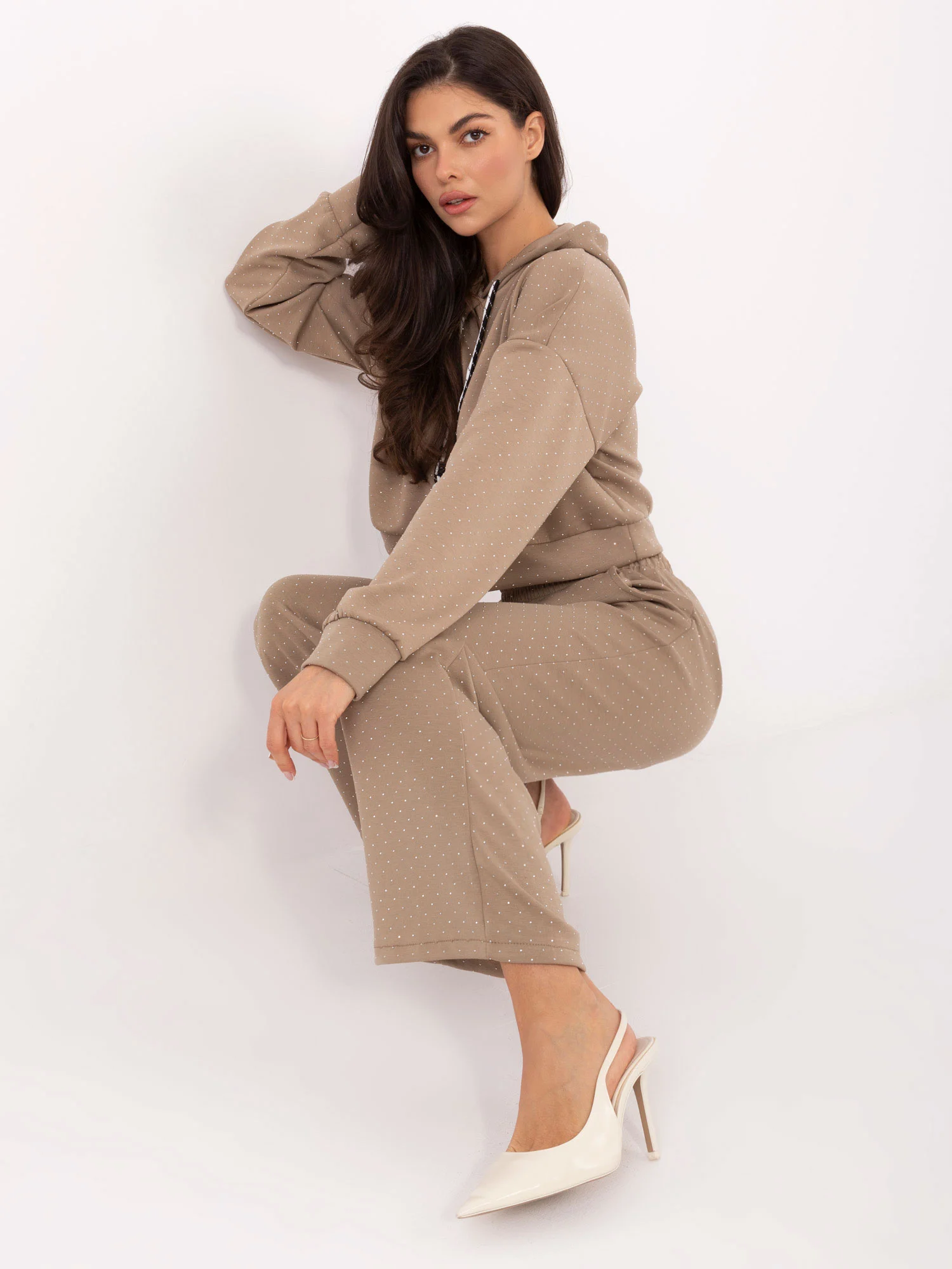 Compleu Dama Maneca lunga, Elegant, RUE PARIS, Bej Casual - imagine 2