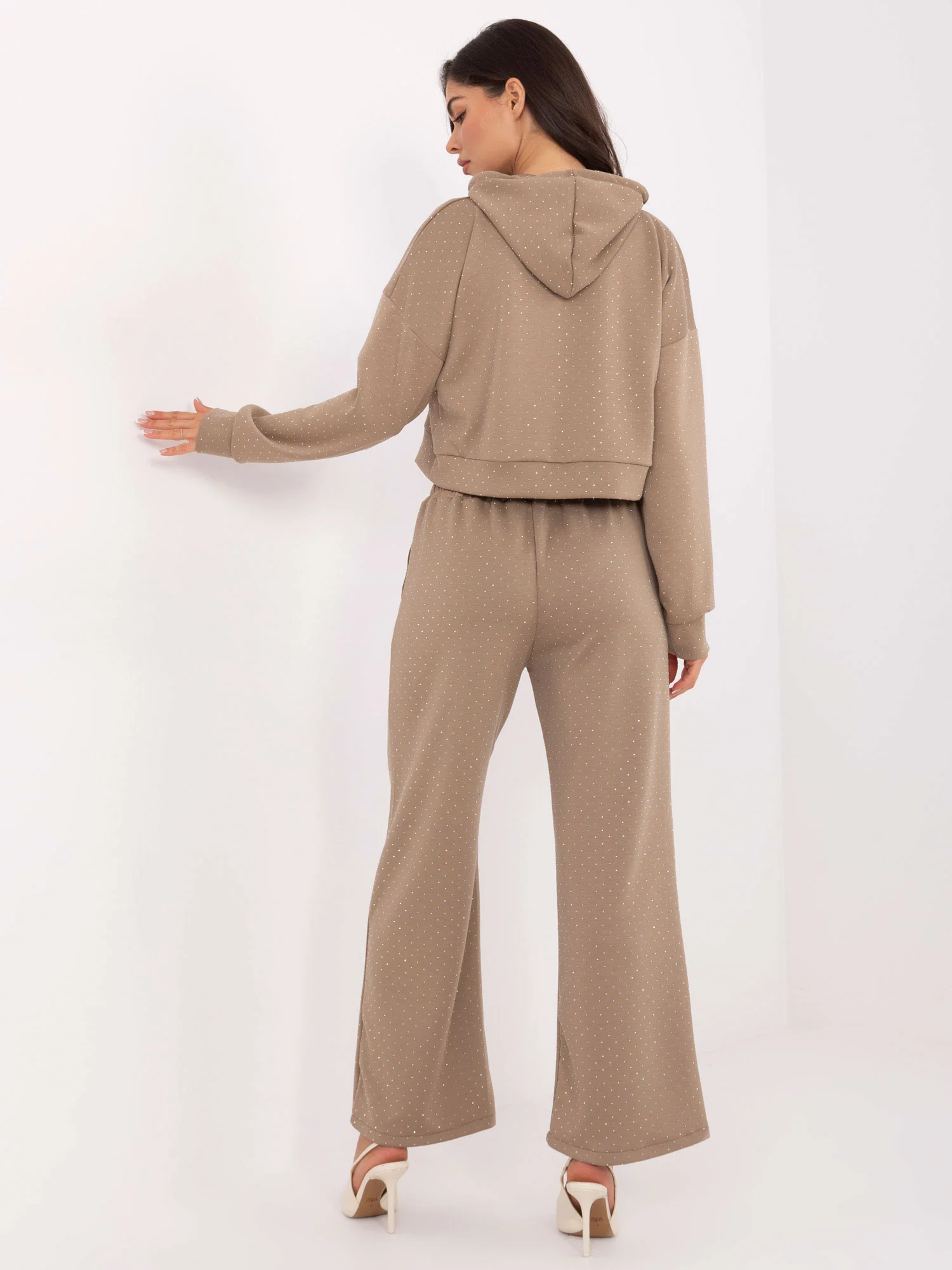 Compleu Dama Maneca lunga, Elegant, RUE PARIS, Bej Casual - imagine 4