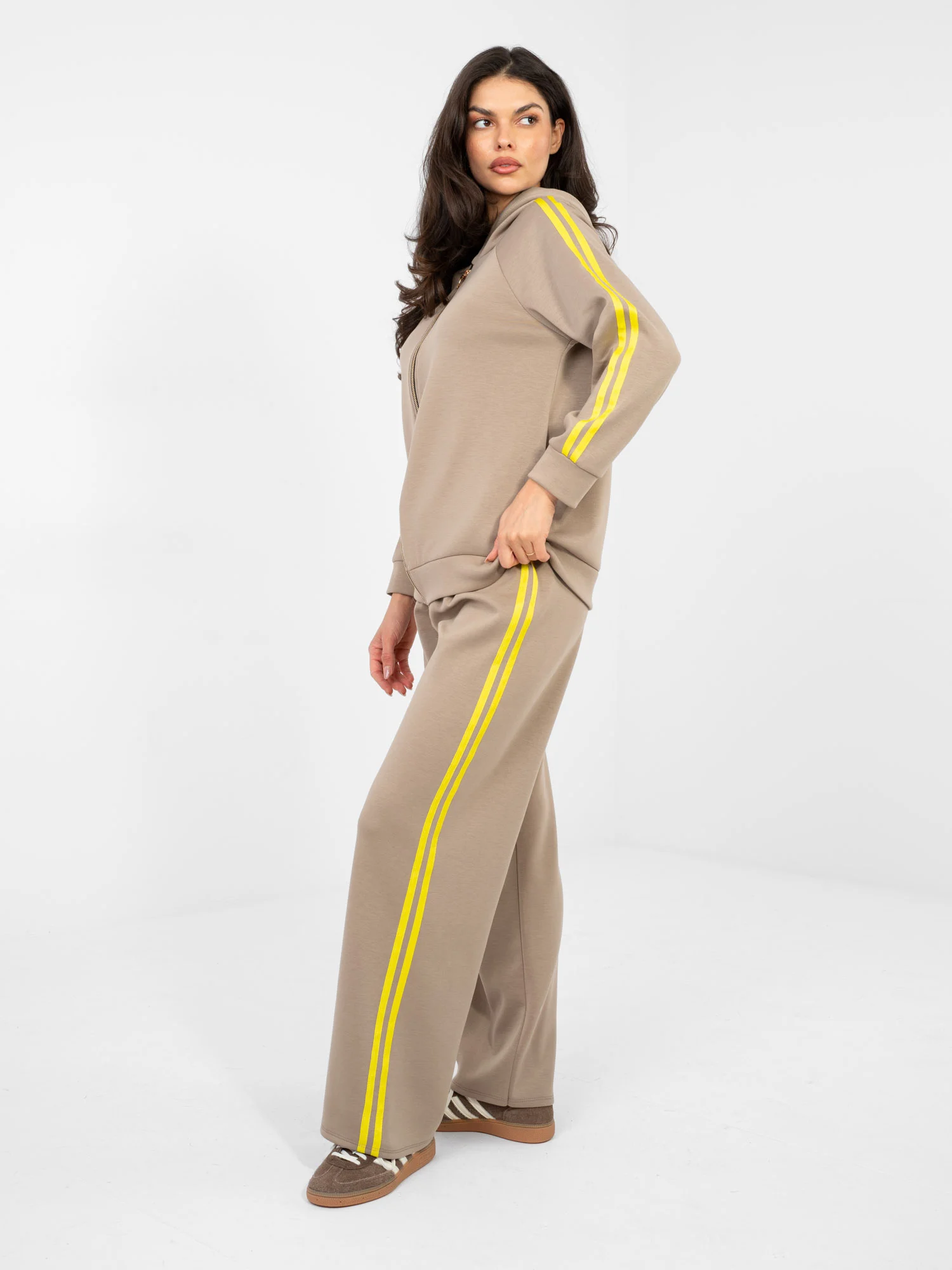 Compleu Dama Maneca lunga, Larga, RUE PARIS, Bej Casual - imagine 4