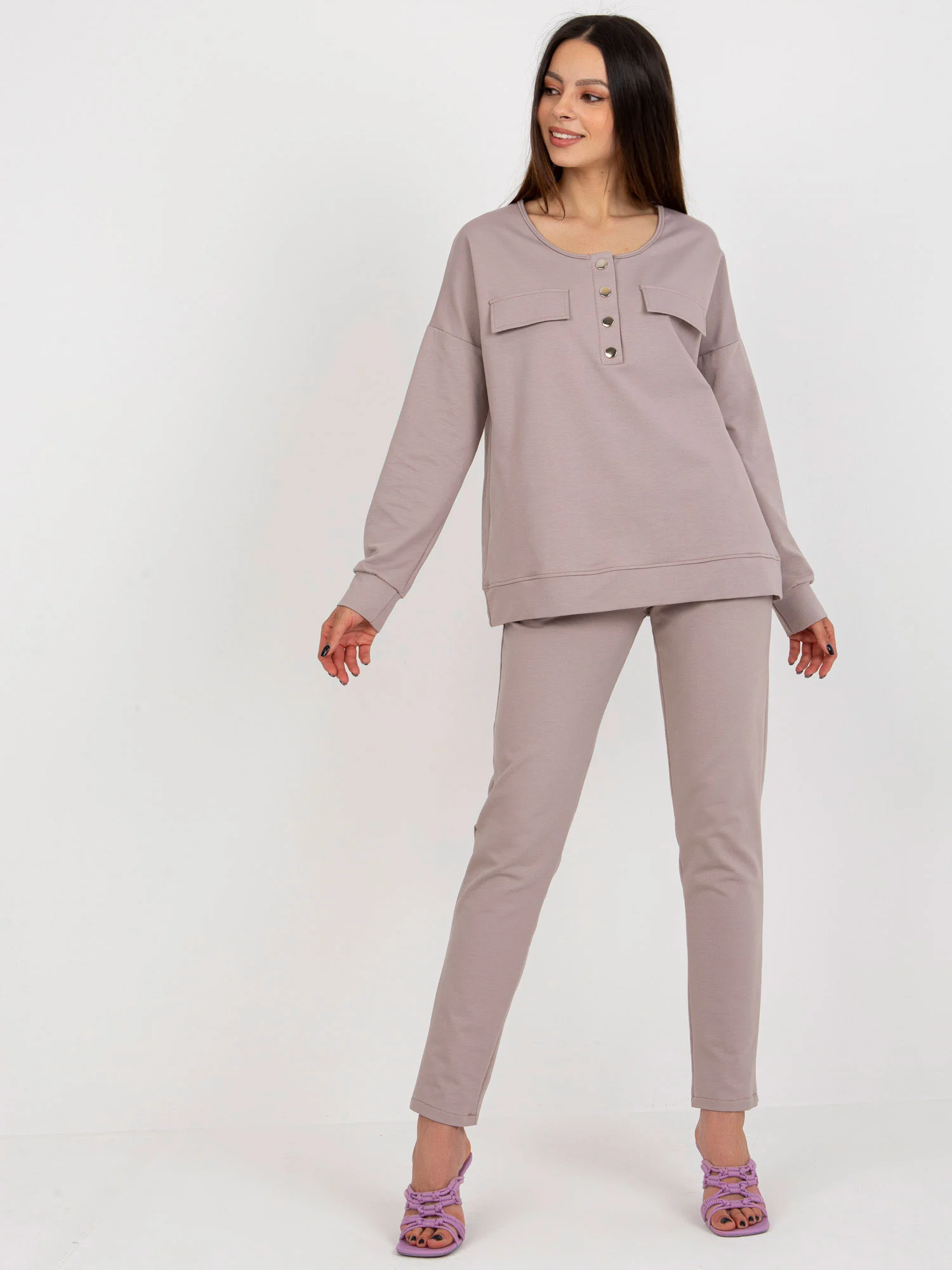 Compleu Dama Maneca lunga, Dreapta, LAKERTA, Bej Eleganta Office - imagine 6