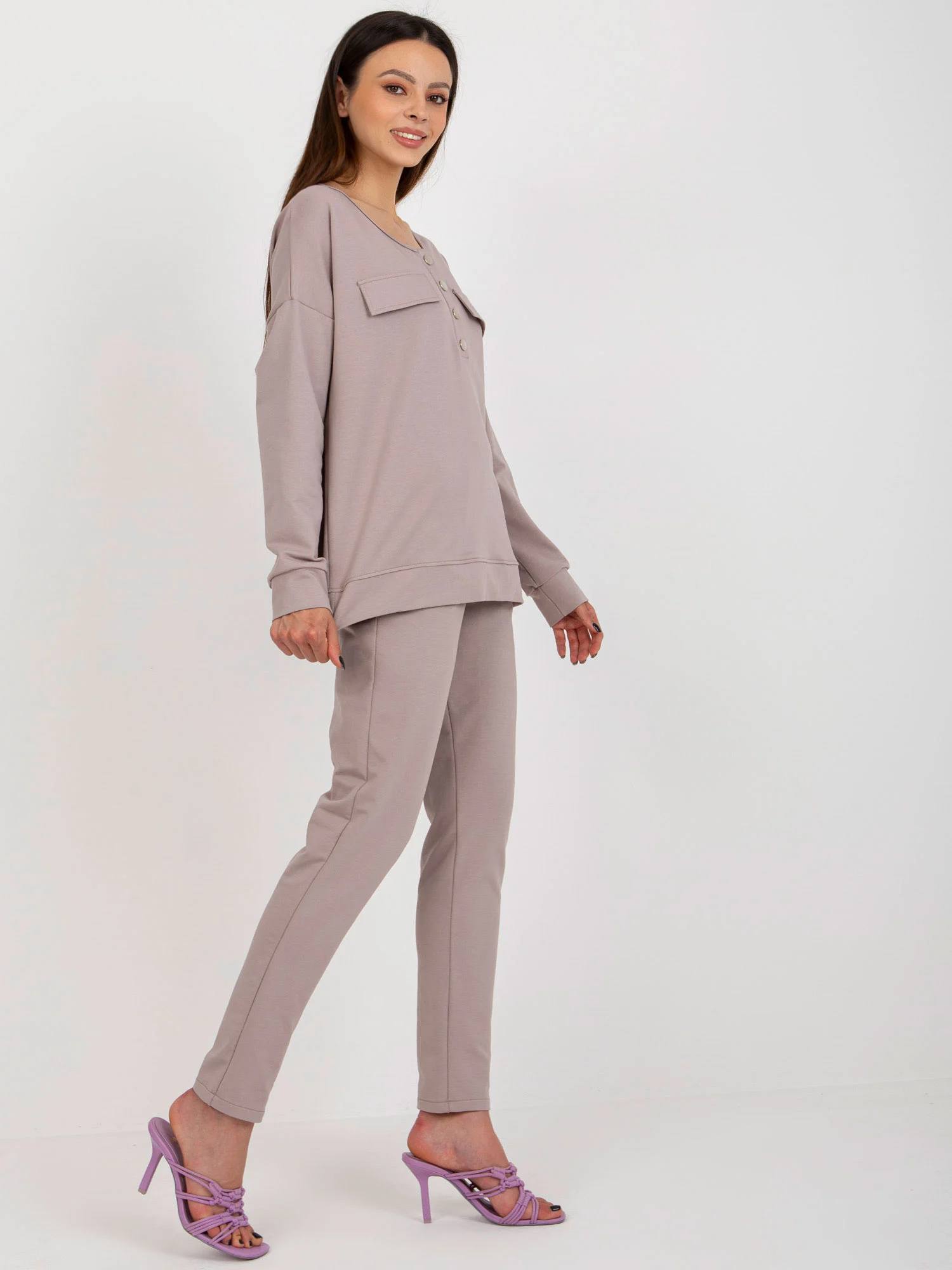 Compleu Dama Maneca lunga, Dreapta, LAKERTA, Bej Eleganta Office - imagine 7
