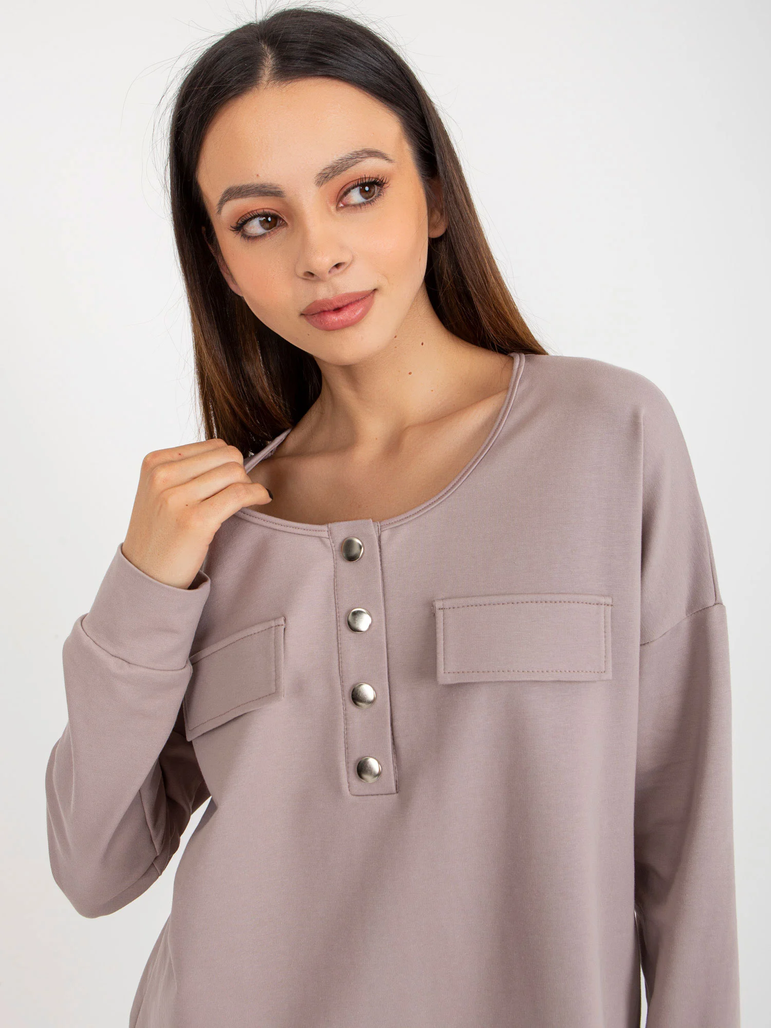 Compleu Dama Maneca lunga, Dreapta, LAKERTA, Bej Eleganta Office - imagine 5