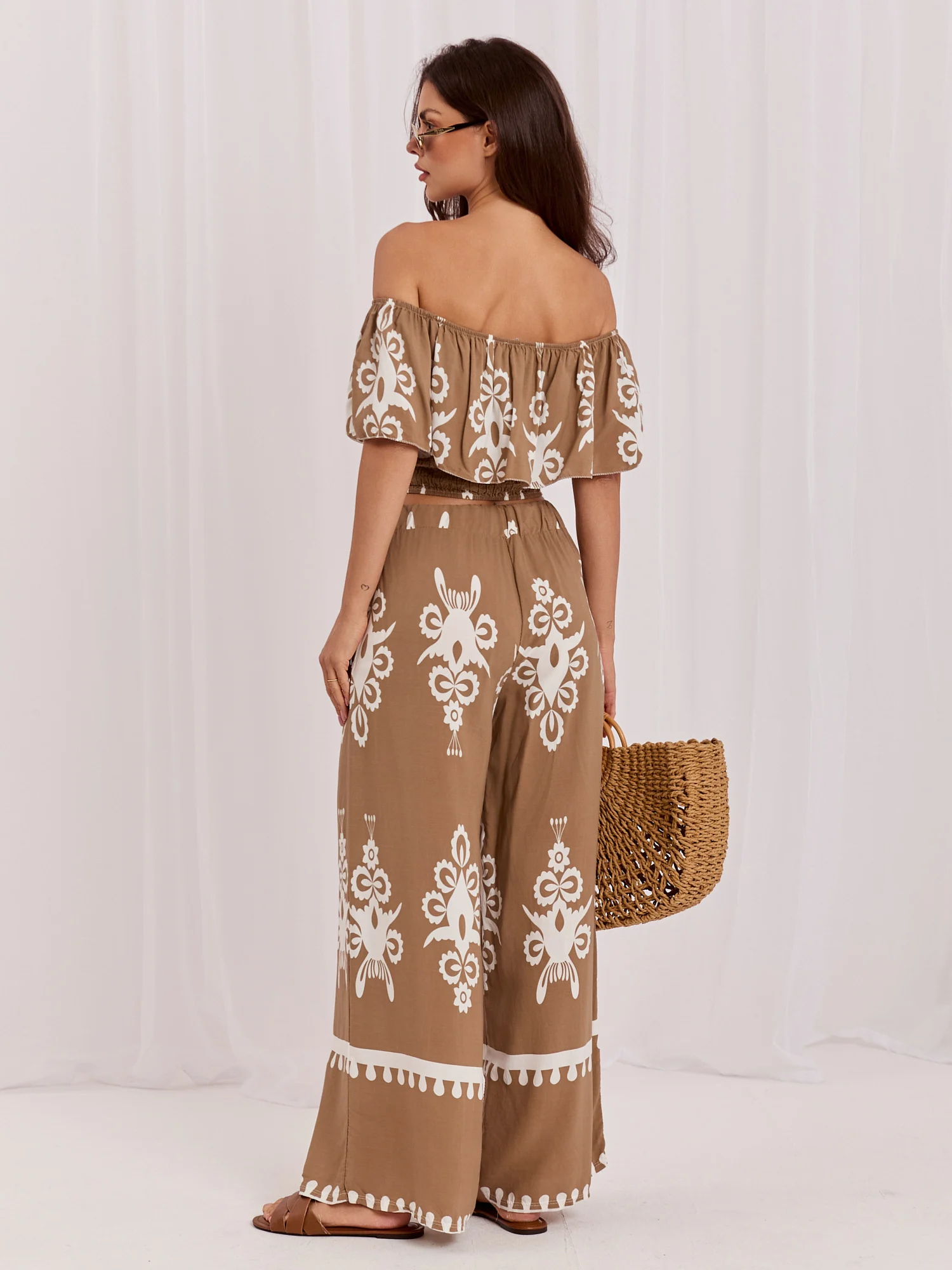 Compleu Dama Fara maneci, Boho, ITALY MODA, Bej - imagine 2