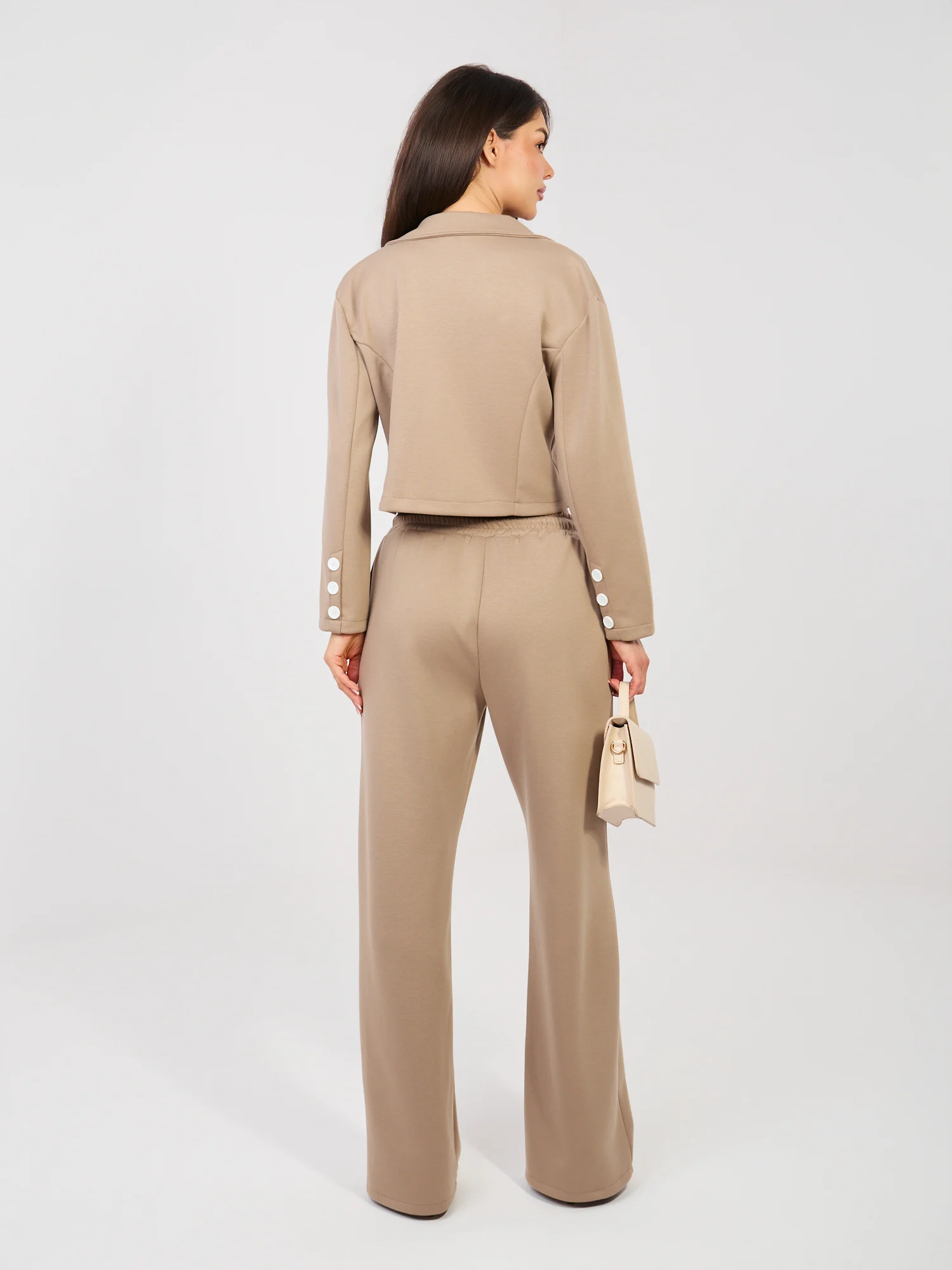 Compleu Dama Maneca lunga, Dreapta, RUE PARIS, Bej Eleganta Office - imagine 5
