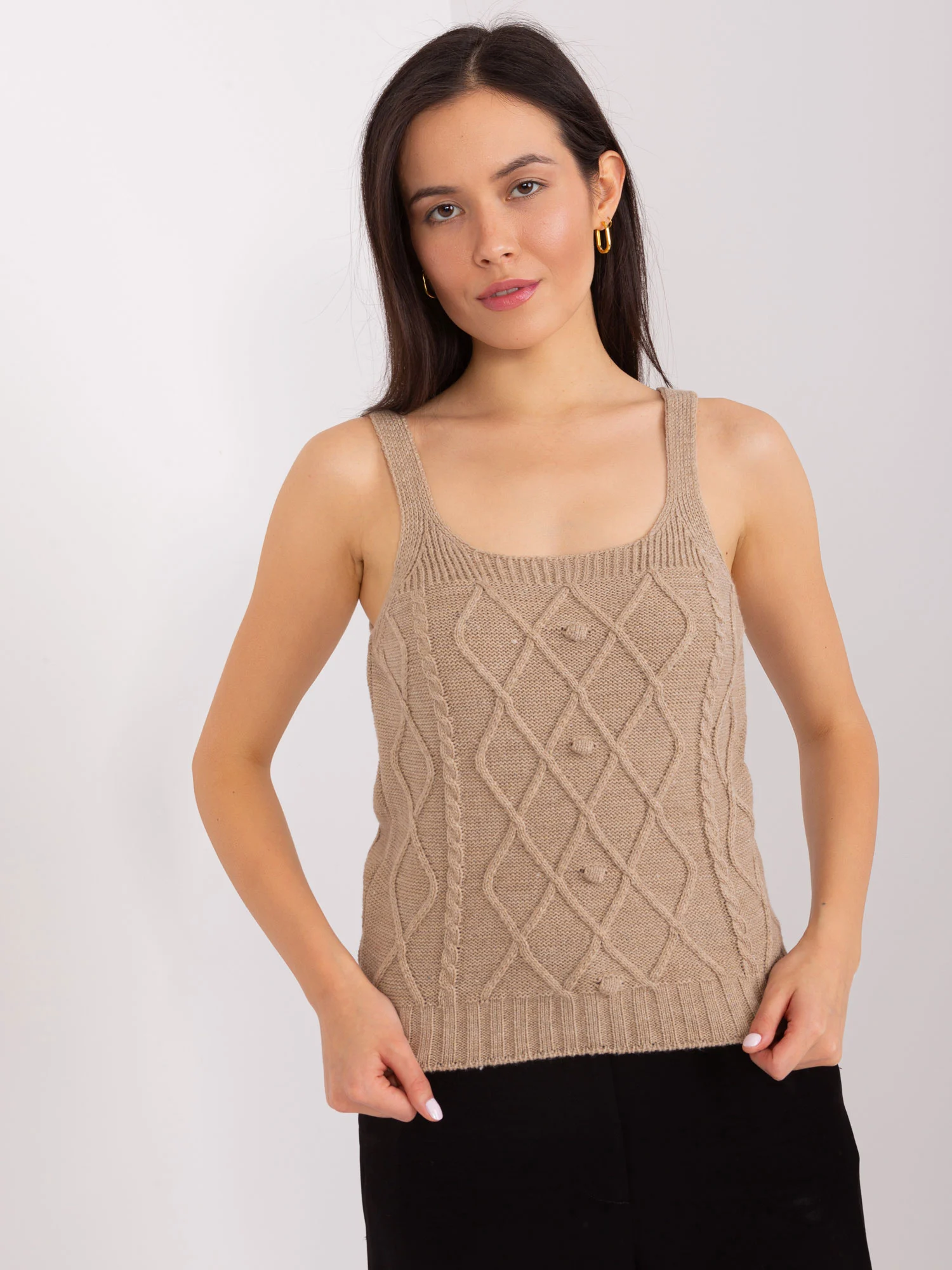 Compleu Dama Maneca lunga, Guler inalt, BADU, Bej Eleganta Office - Image 3