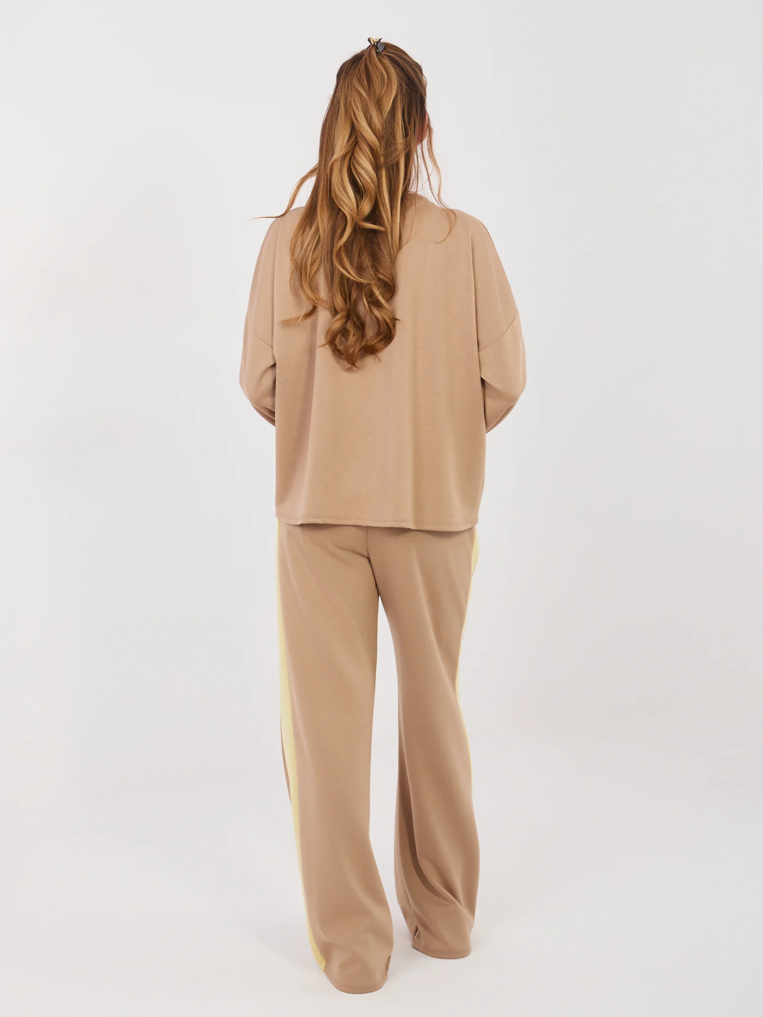Compleu Dama Maneca lunga, Larga, RUE PARIS, Bej Casual - Image 6