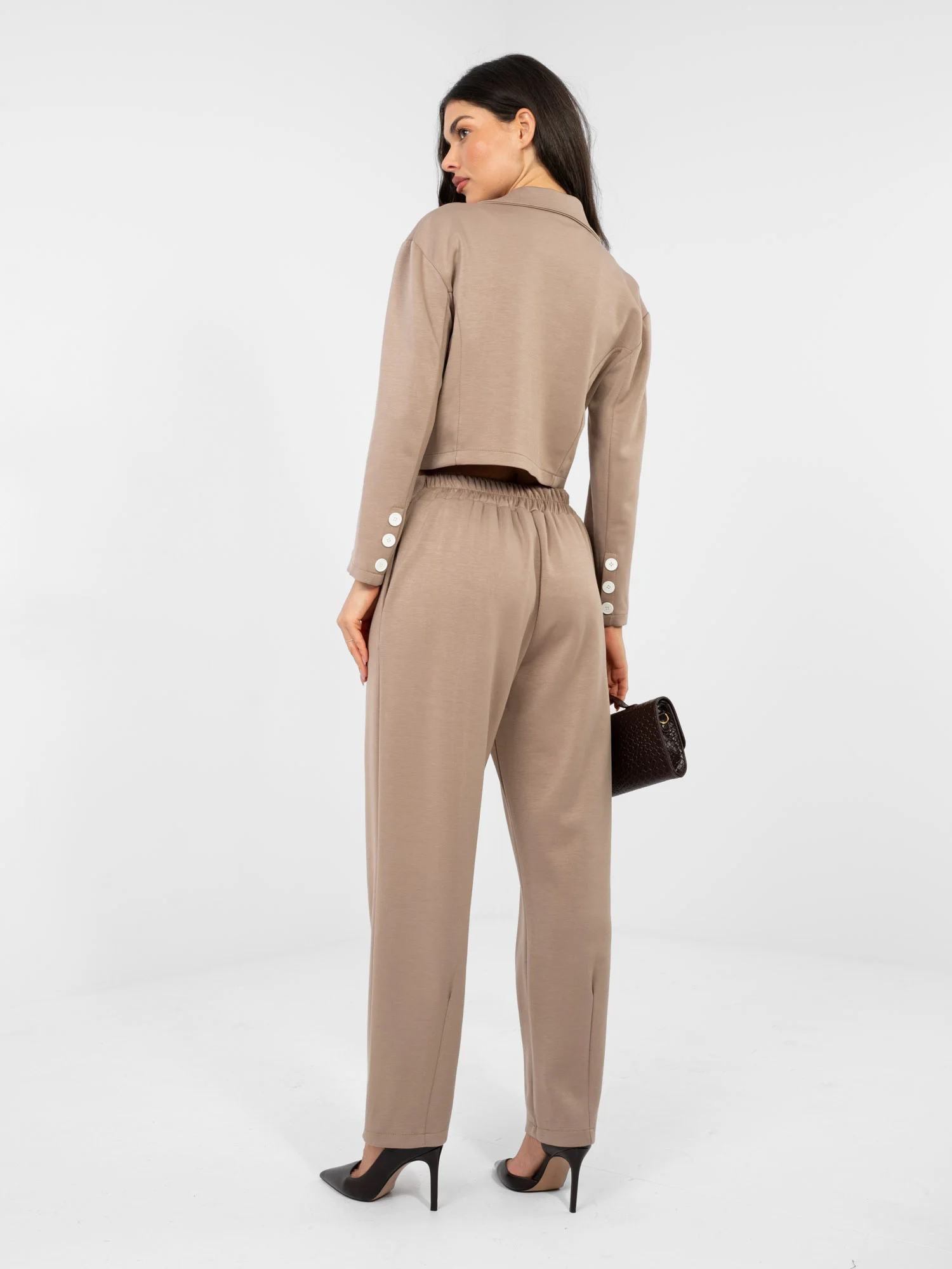 Compleu Dama Maneca lunga, Elegant, RUE PARIS, Bej Eleganta Office - imagine 3