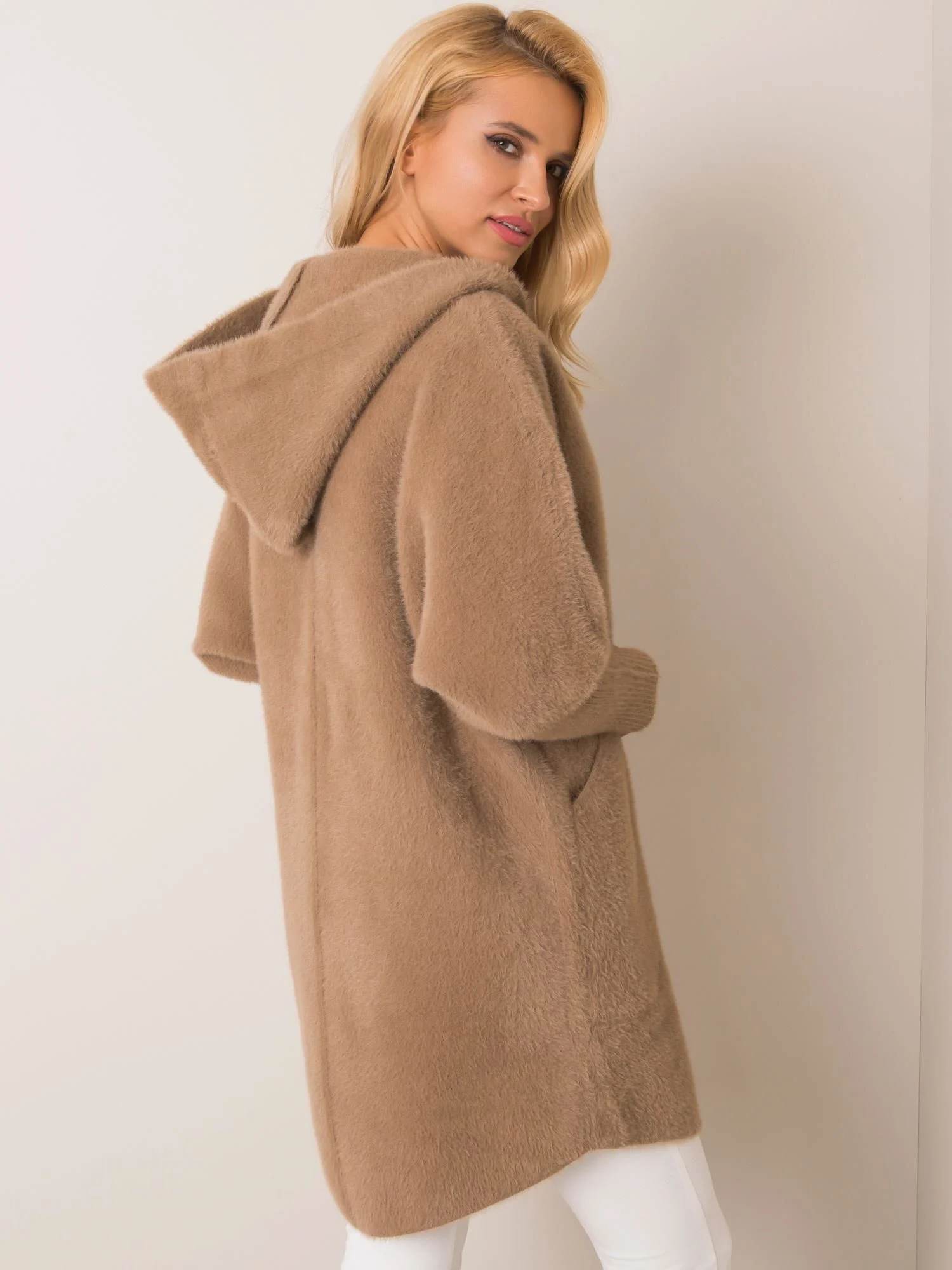 Palton Dama Maneca lunga, Oversize, Fashion Hunters, Bej de Vara - imagine 5