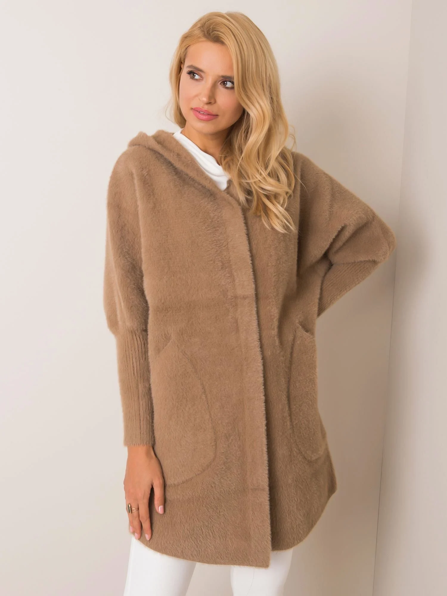 Palton Dama Maneca lunga, Oversize, Fashion Hunters, Bej de Vara - imagine 4