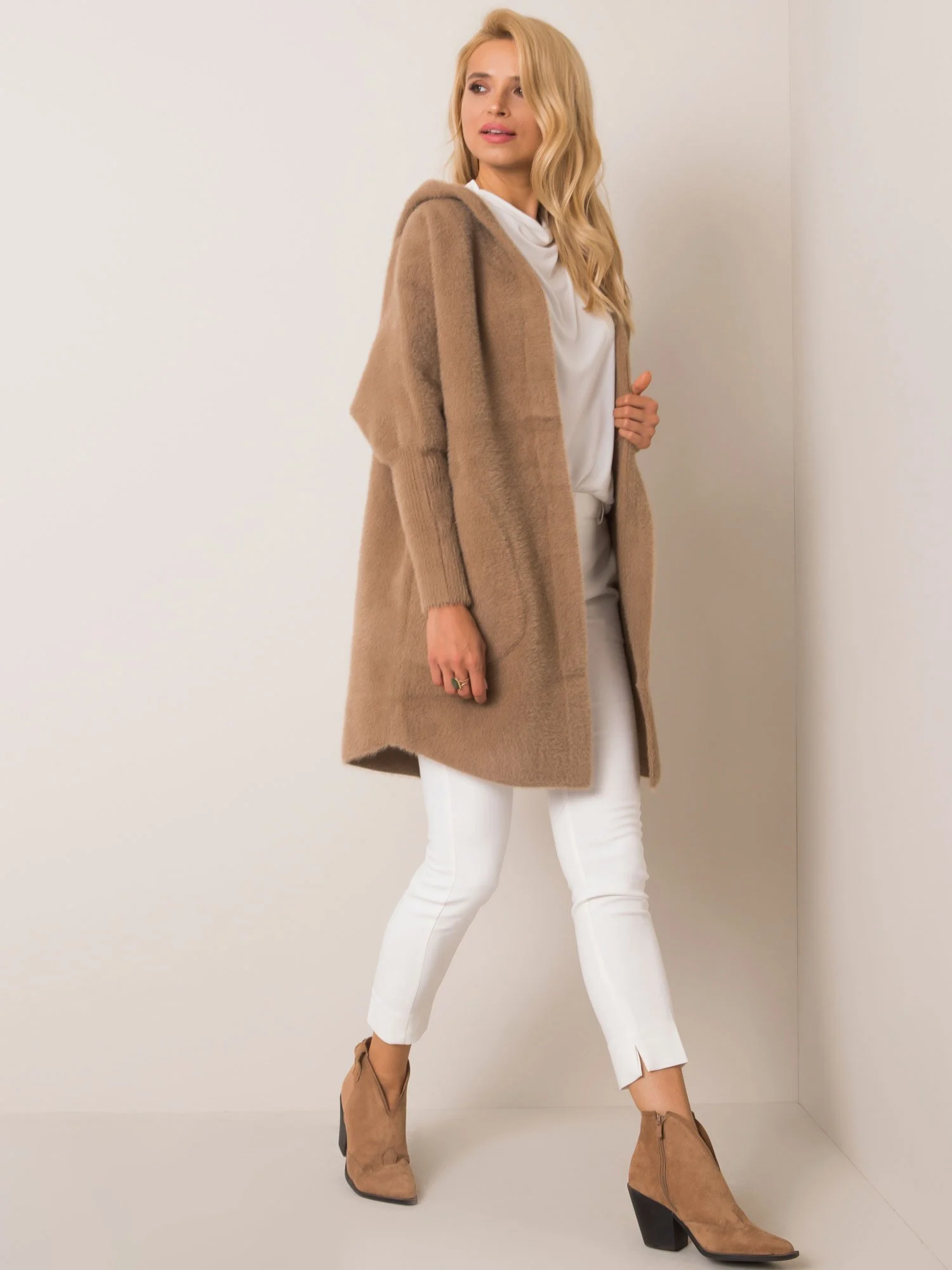 Palton Dama Maneca lunga, Oversize, Fashion Hunters, Bej de Vara - imagine 2