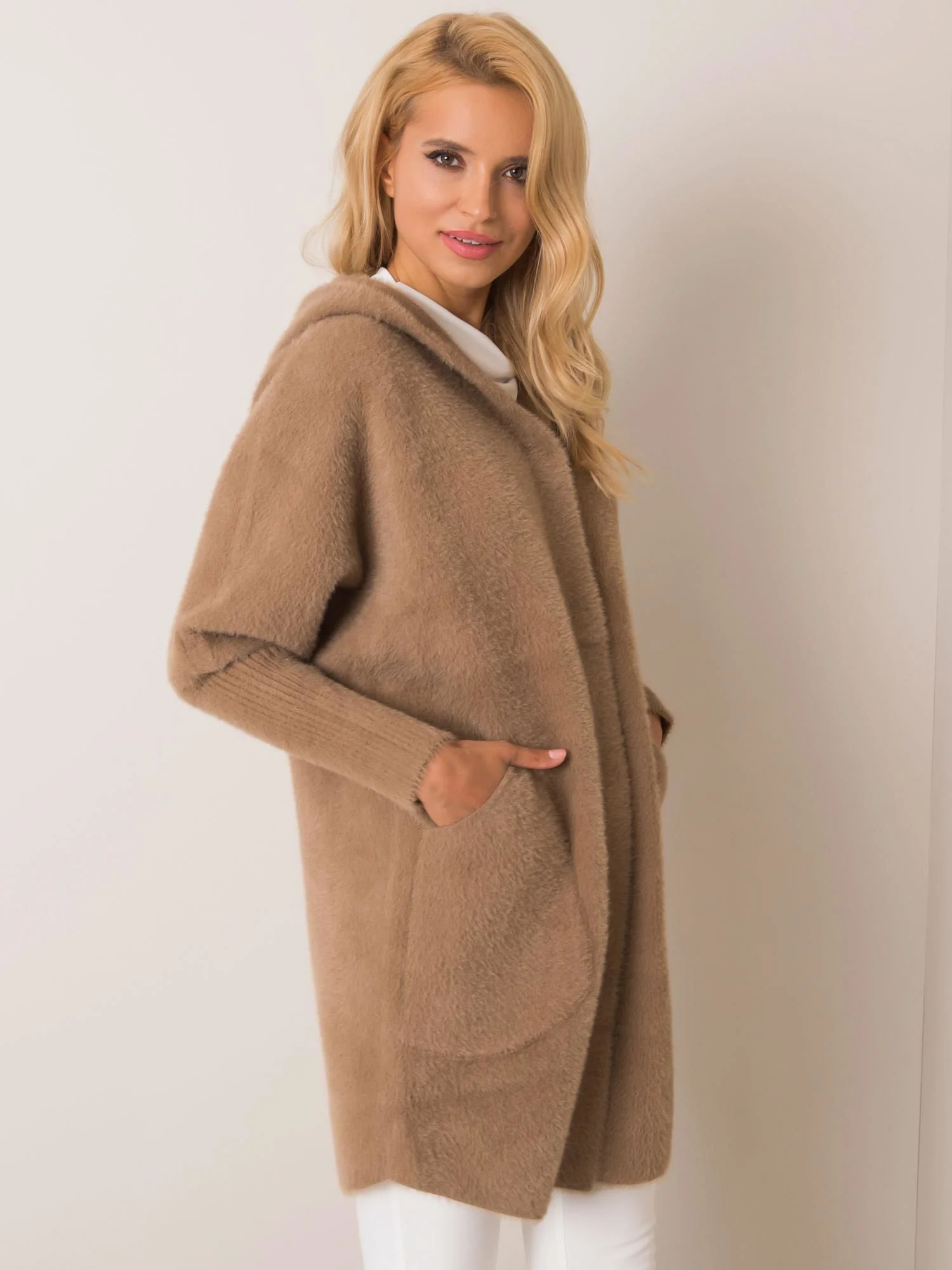 Palton Dama Maneca lunga, Oversize, Fashion Hunters, Bej de Vara - imagine 3