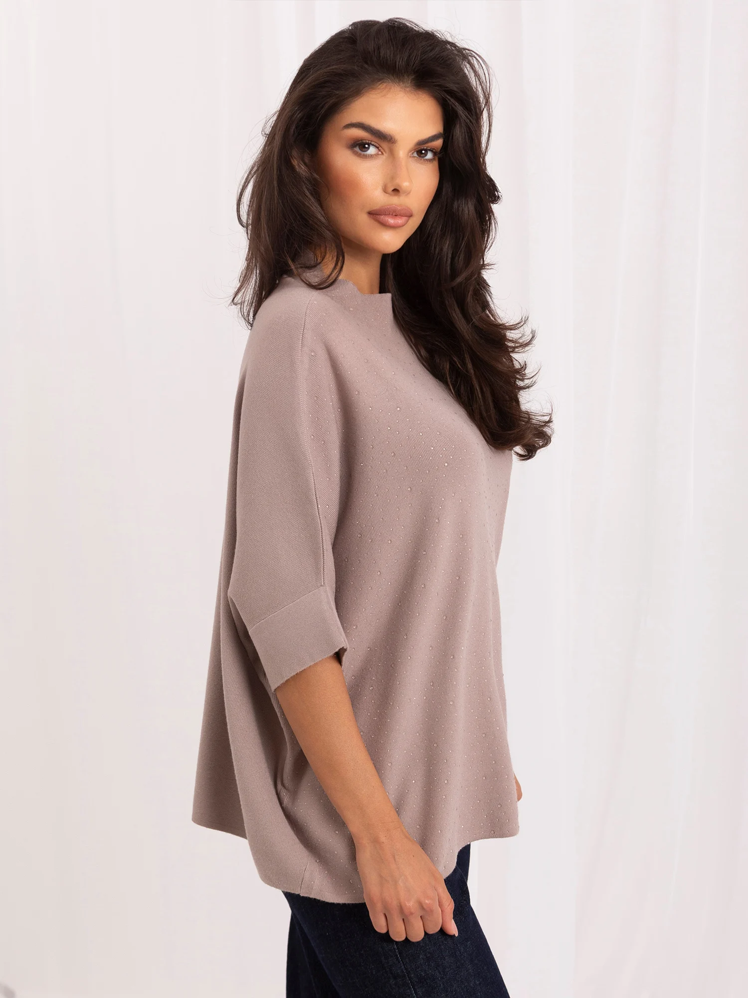 Pulover Dama Mini, Elegant, ITALY MODA, Bej Eleganta Office - Image 5