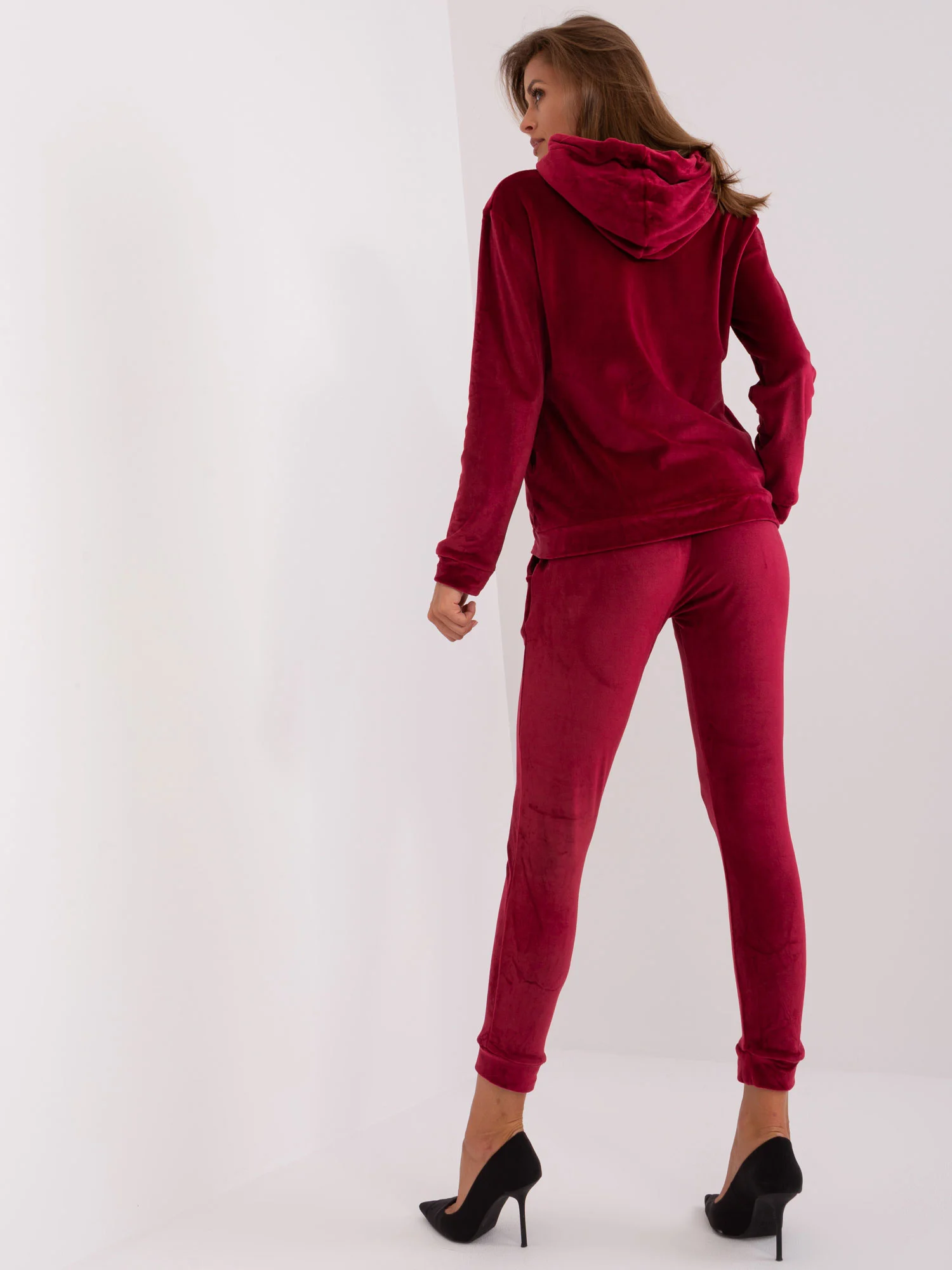 Compleu Dama Maneca lunga, Mansete elastice, RELEVANCE, Bordo Casual - imagine 3
