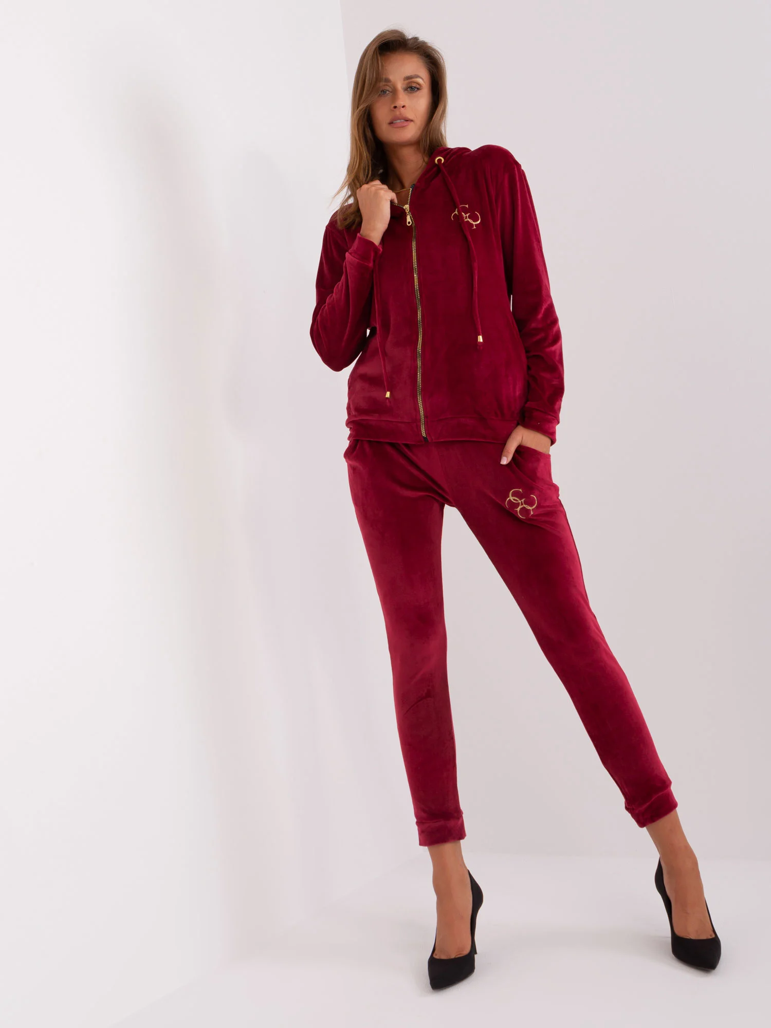 Compleu Dama Maneca lunga, Mansete elastice, RELEVANCE, Bordo Casual - imagine 6