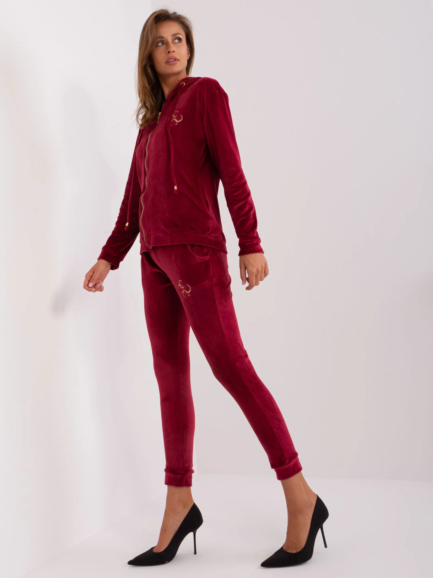 Compleu Dama Maneca lunga, Mansete elastice, RELEVANCE, Bordo Casual - imagine 5