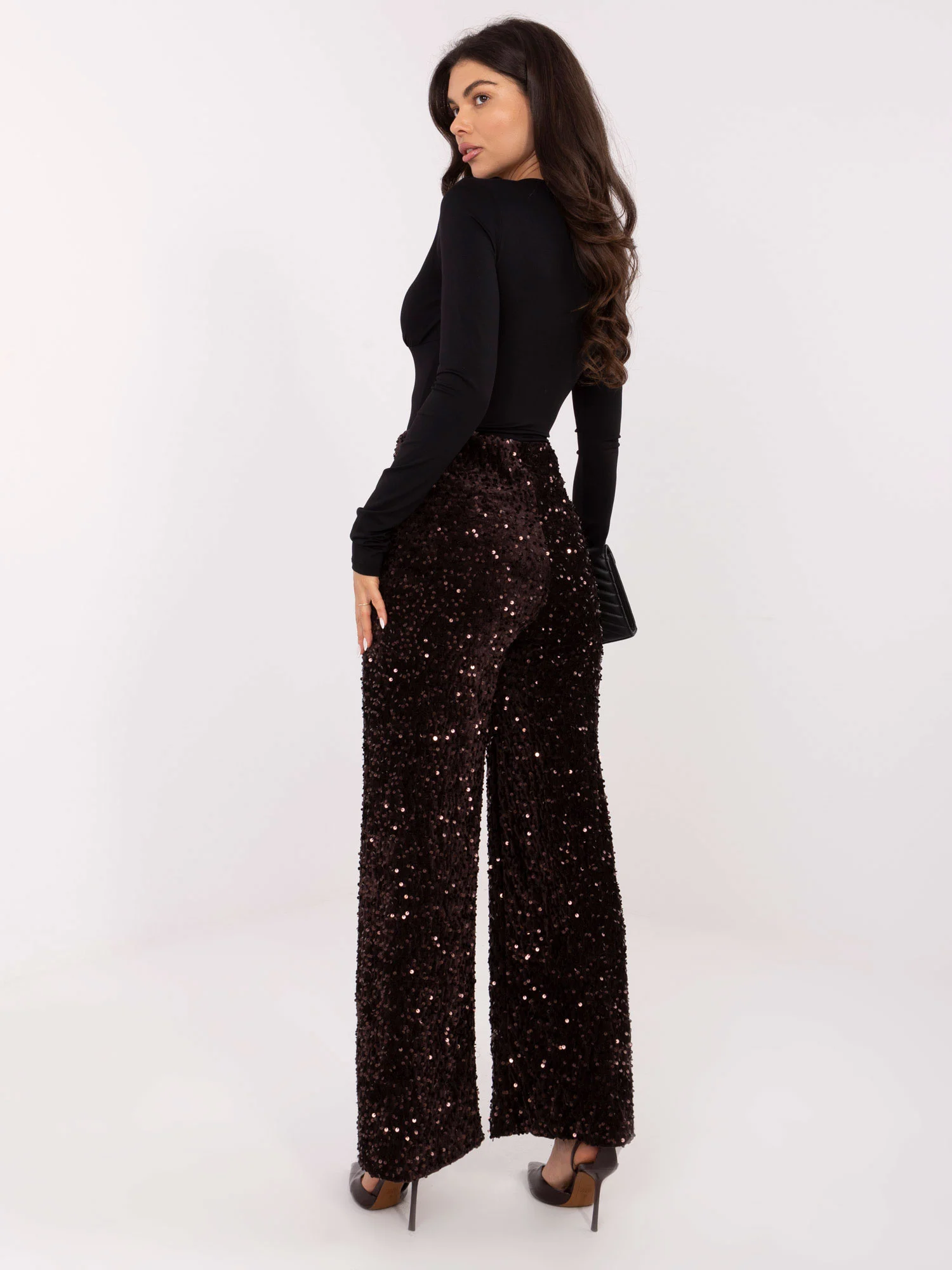 Pantaloni Dama Paiete, Elegant, ITALY MODA, Maro de Petrecere - imagine 2