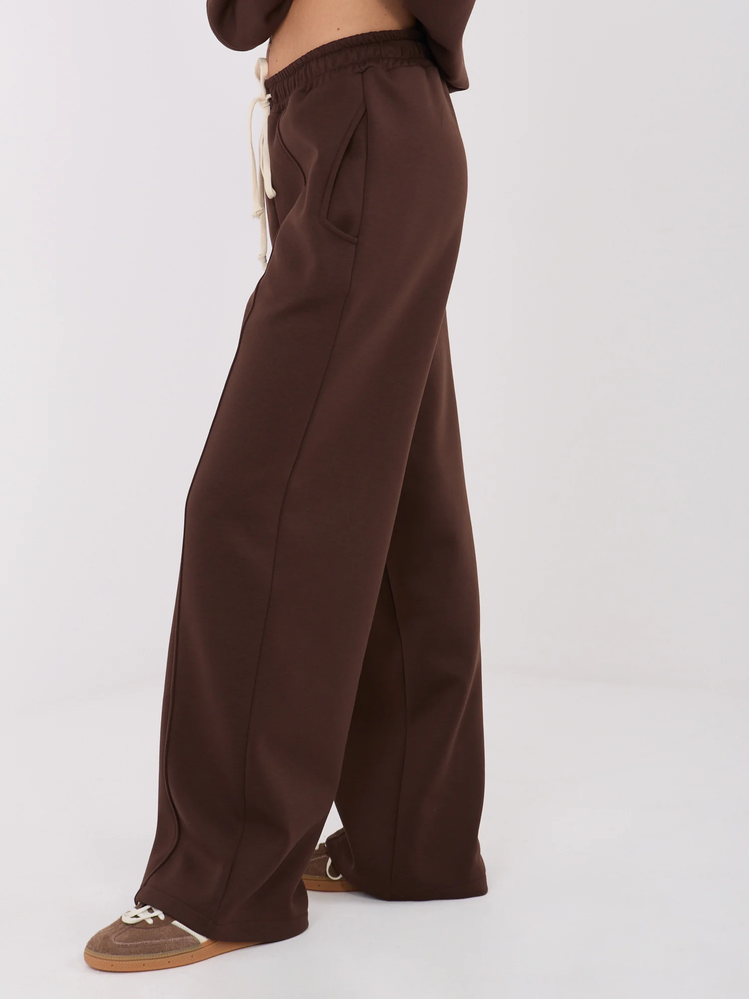 Pantaloni Dama Larga, Guler inalt, WESTEENE, Maro Casual - imagine 6
