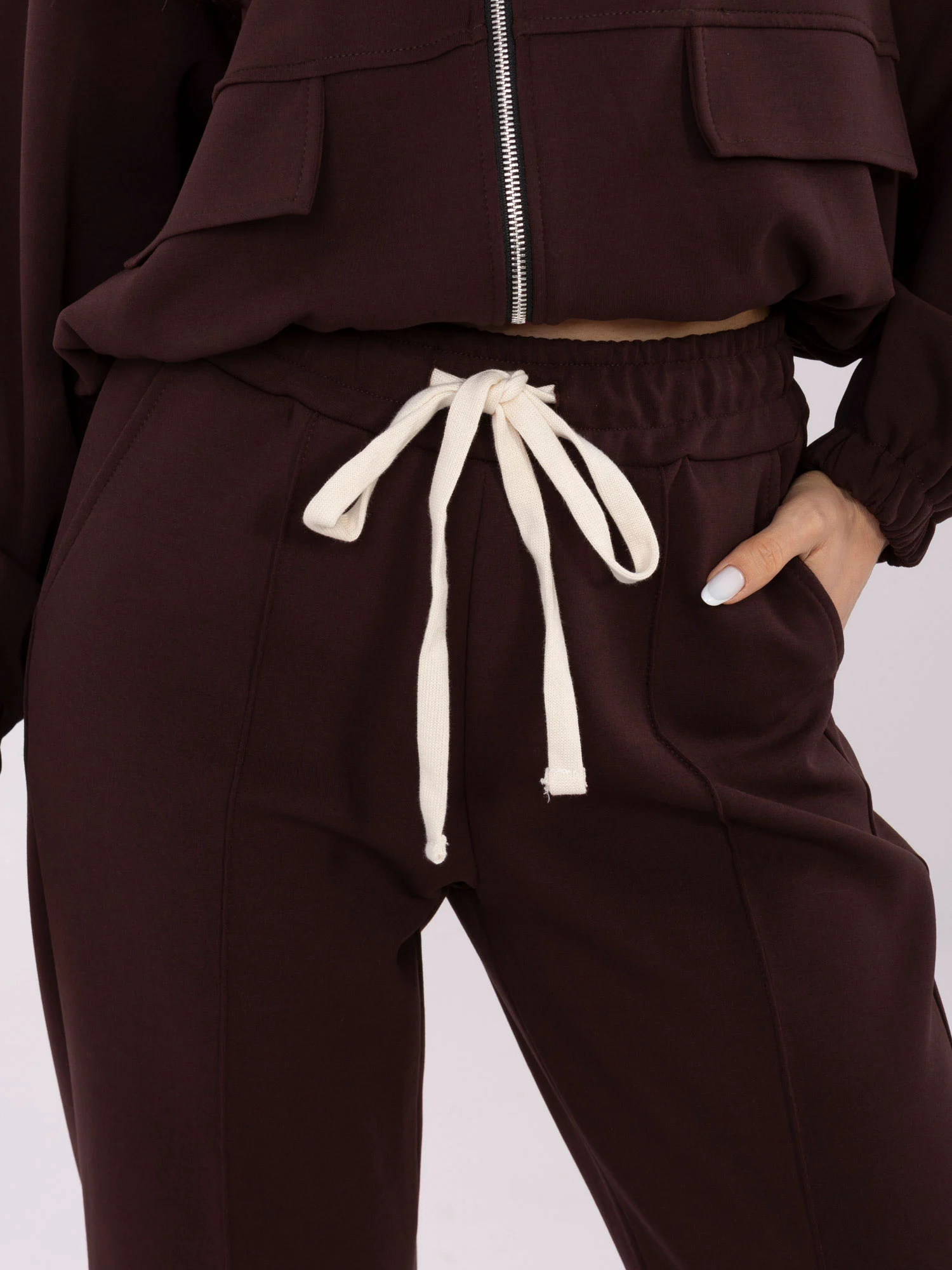 Pantaloni Dama Larga, Guler inalt, MOOIJ, Maro Casual - imagine 5
