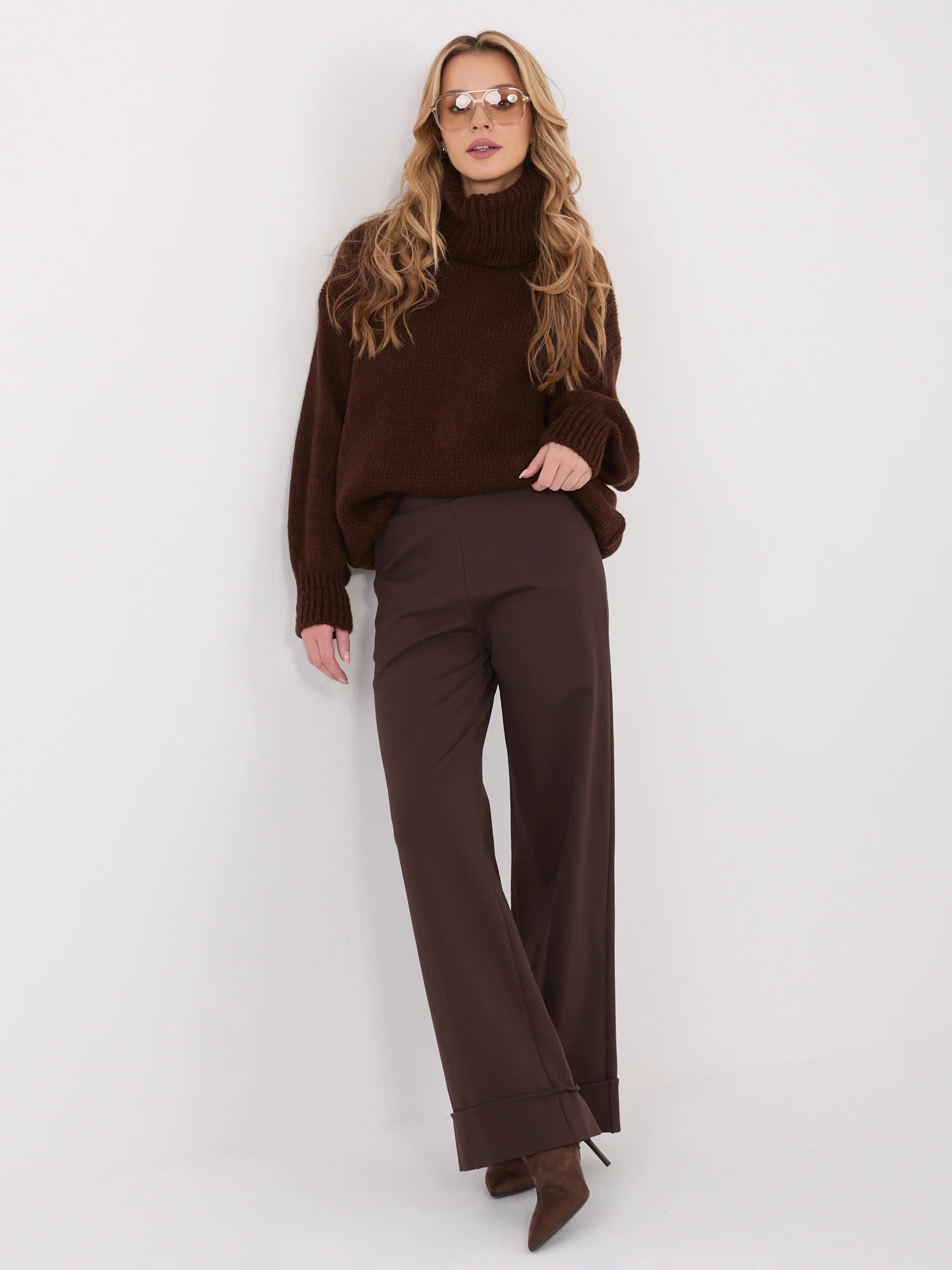 Pantaloni Dama Larga, Guler inalt, RUE PARIS, Maro Eleganta Office - imagine 7