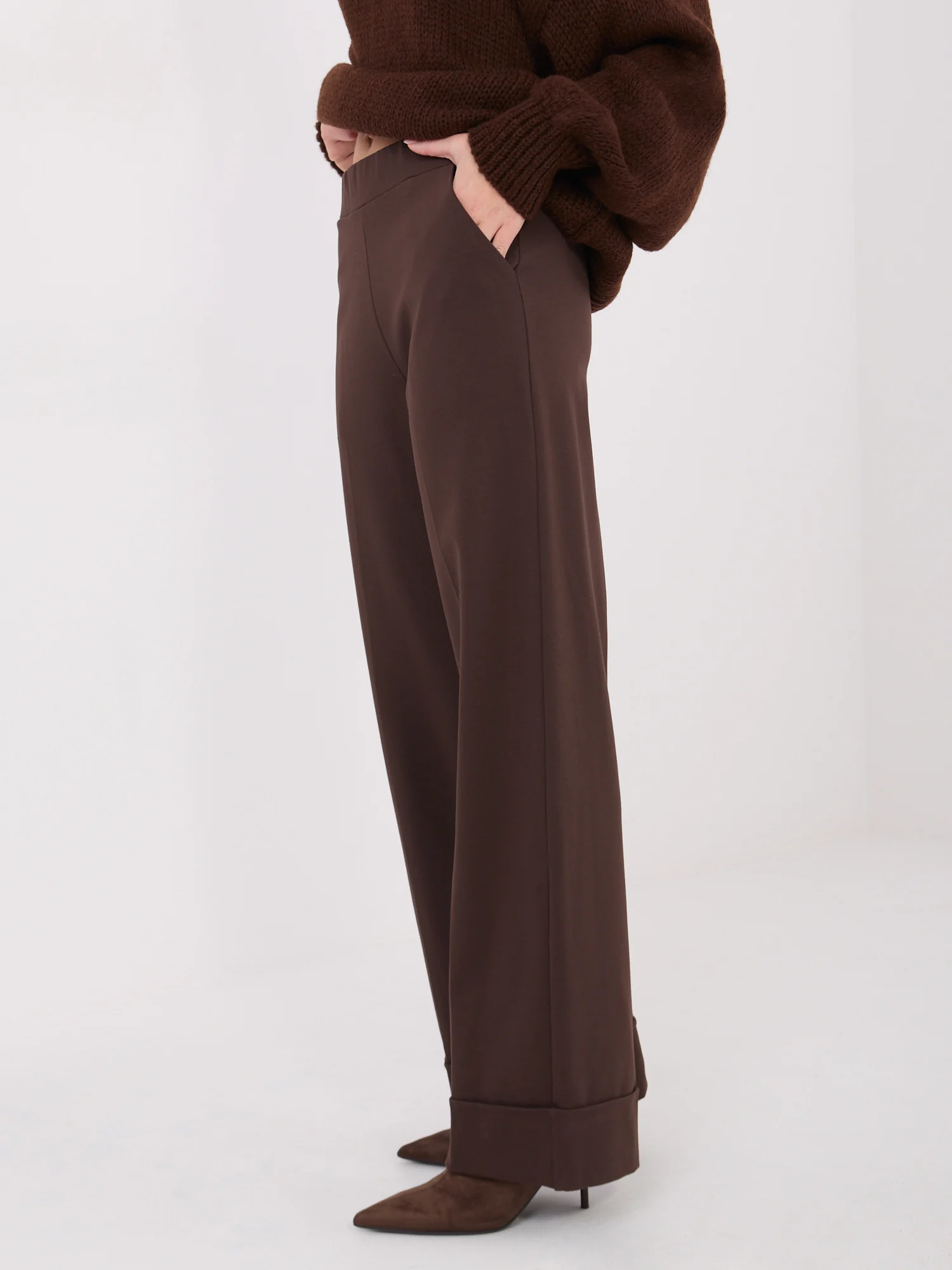 Pantaloni Dama Larga, Guler inalt, RUE PARIS, Maro Eleganta Office - imagine 5