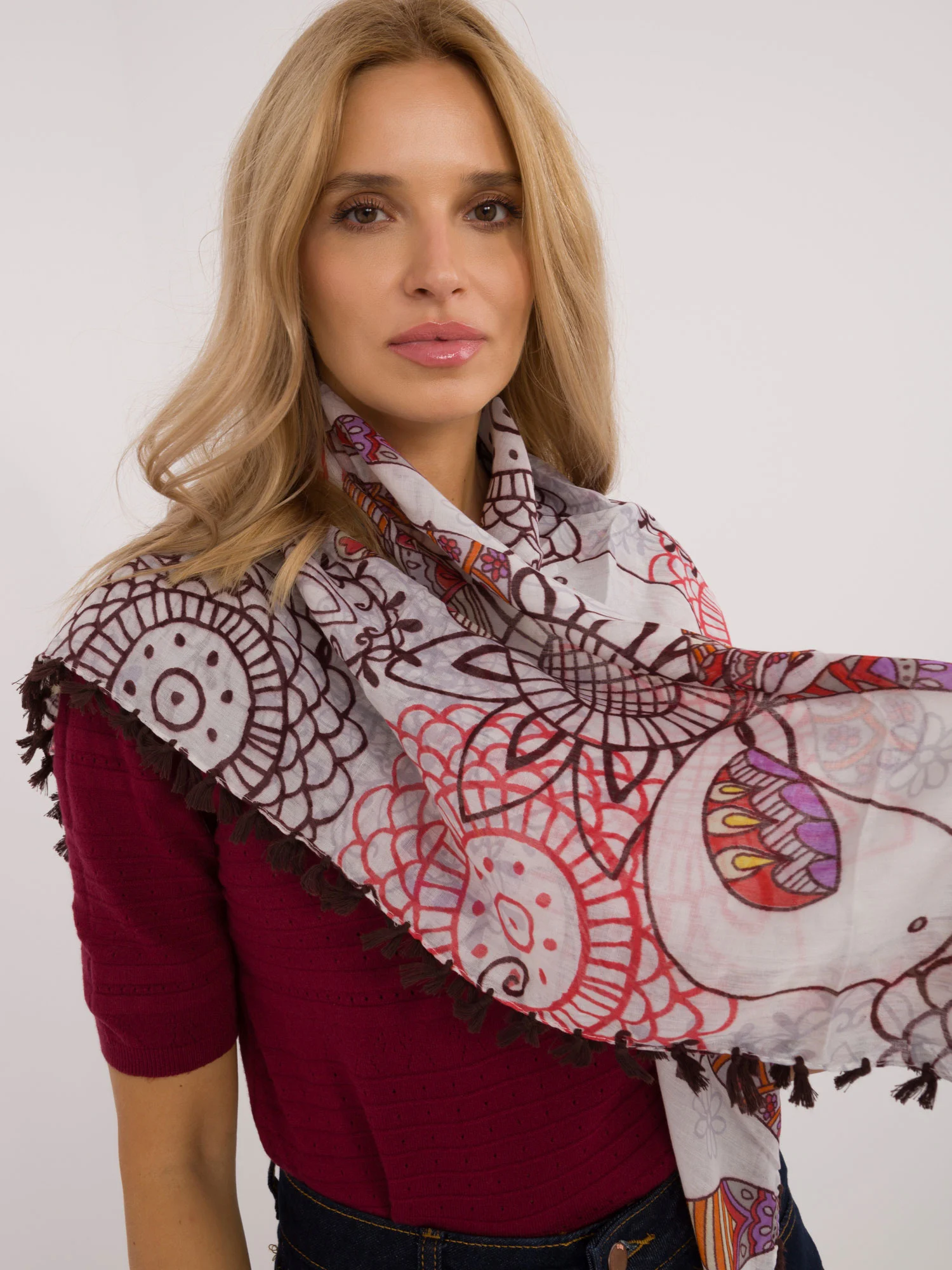 Bandana Dama Imprimat, Bumbac, Fashion Hunters, Maro - imagine 3