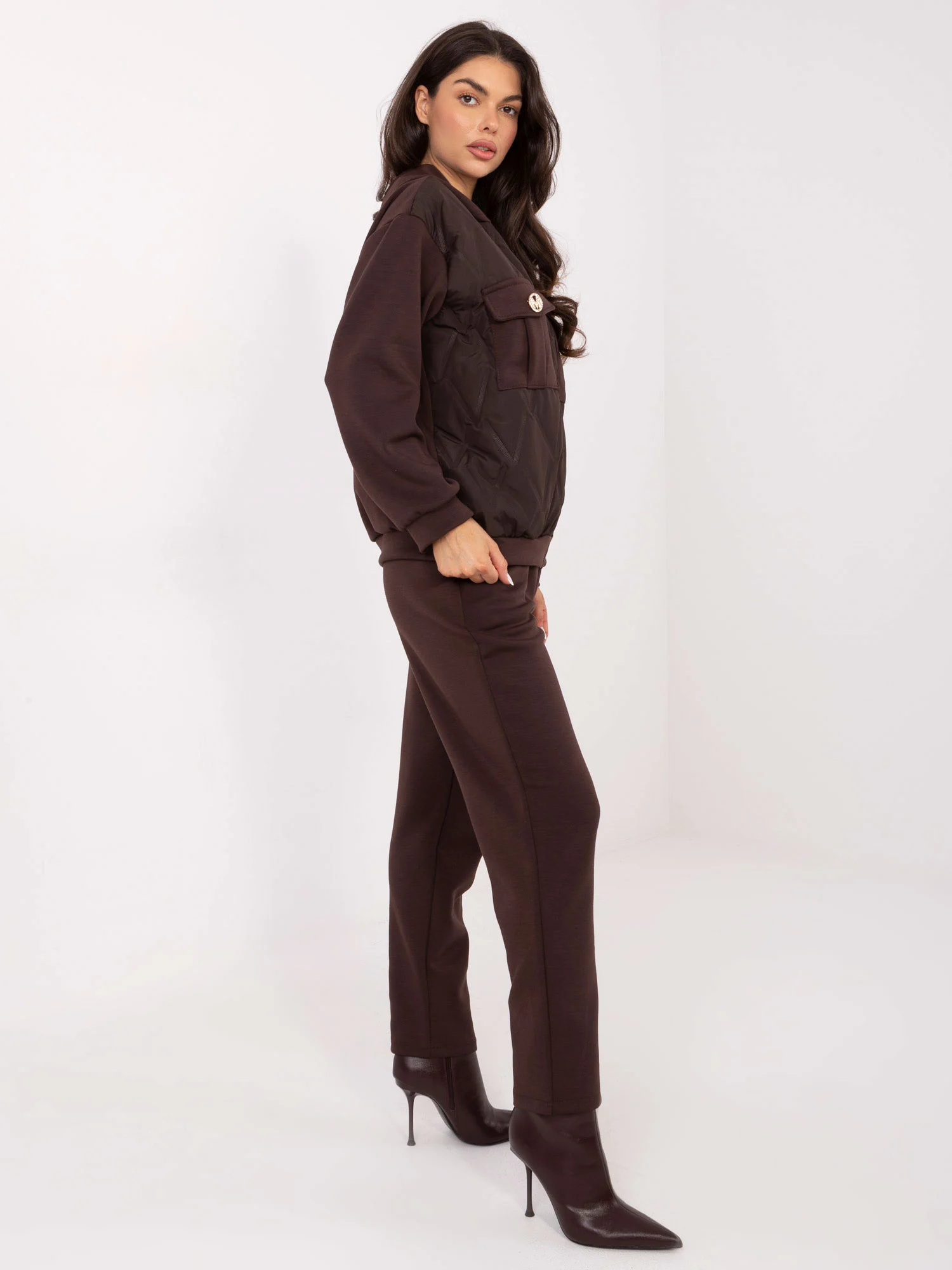 Compleu Dama Maneca lunga, Conica, ITALY MODA, Maro Casual - imagine 4