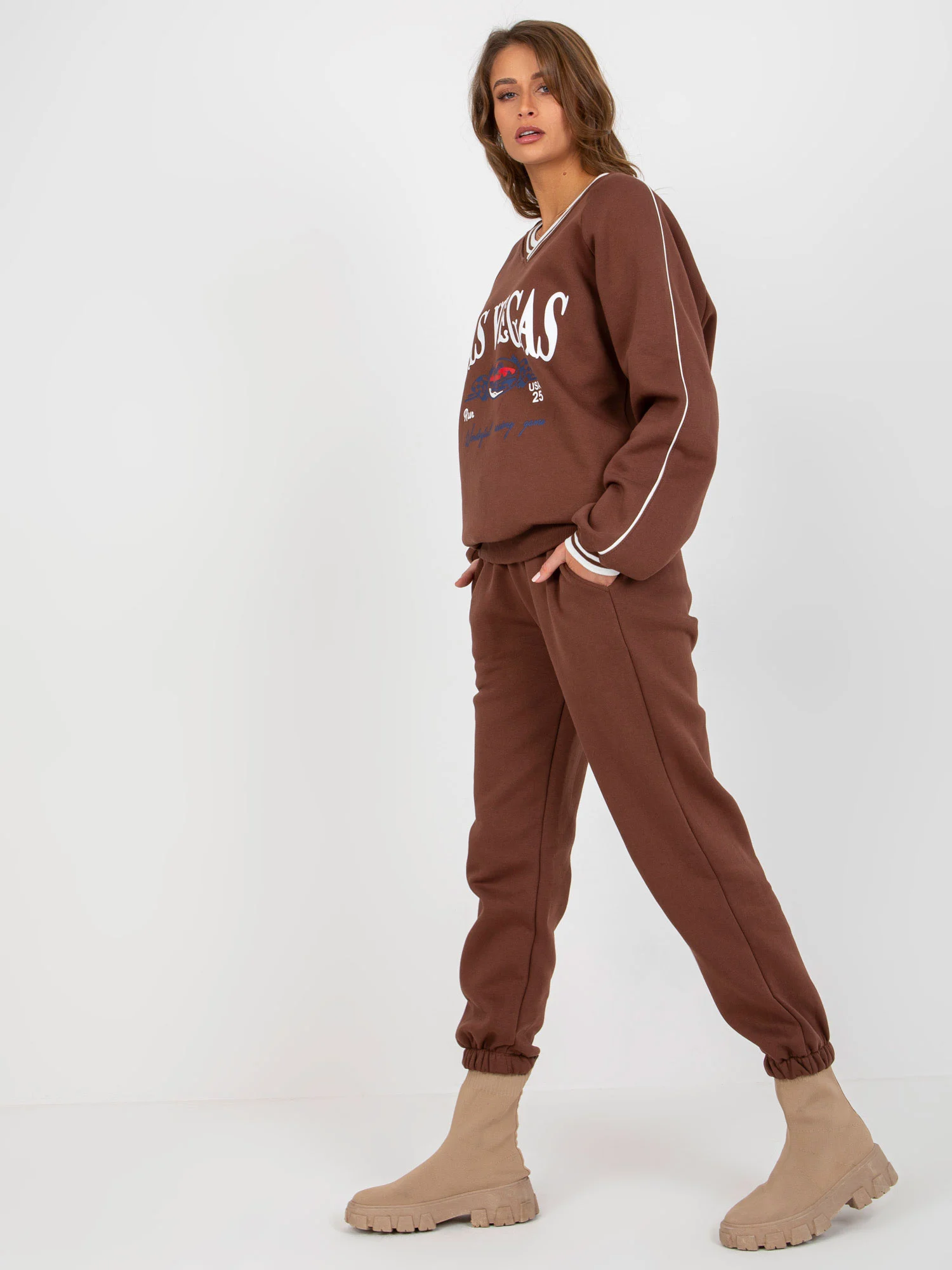 Compleu Dama Maneca lunga, Mansete elastice, ex moda, Maro Casual - imagine 5