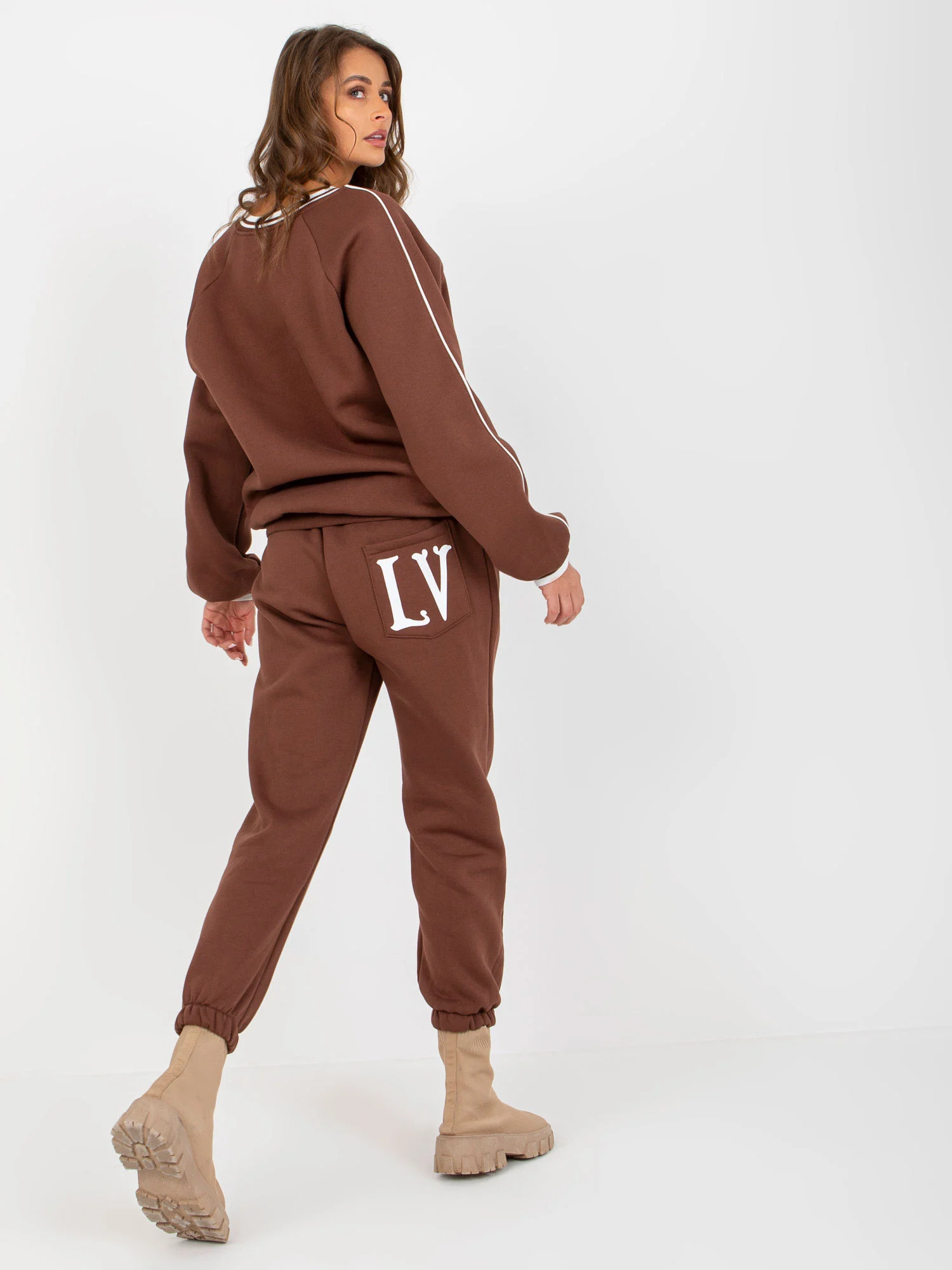 Compleu Dama Maneca lunga, Mansete elastice, ex moda, Maro Casual - imagine 3