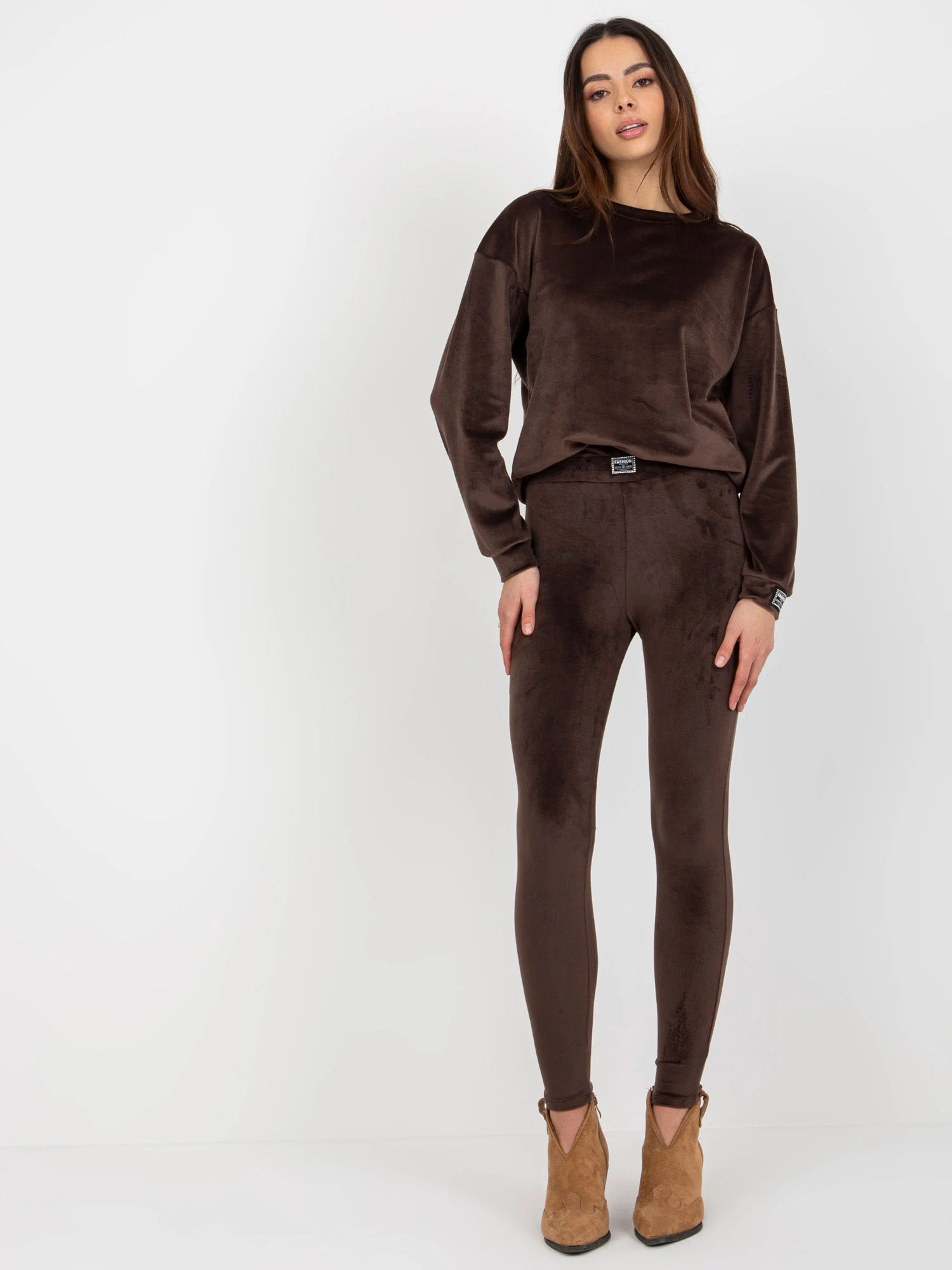 Compleu Dama Maneca lunga, Mansete elastice, LAKERTA, Maro Casual - imagine 2