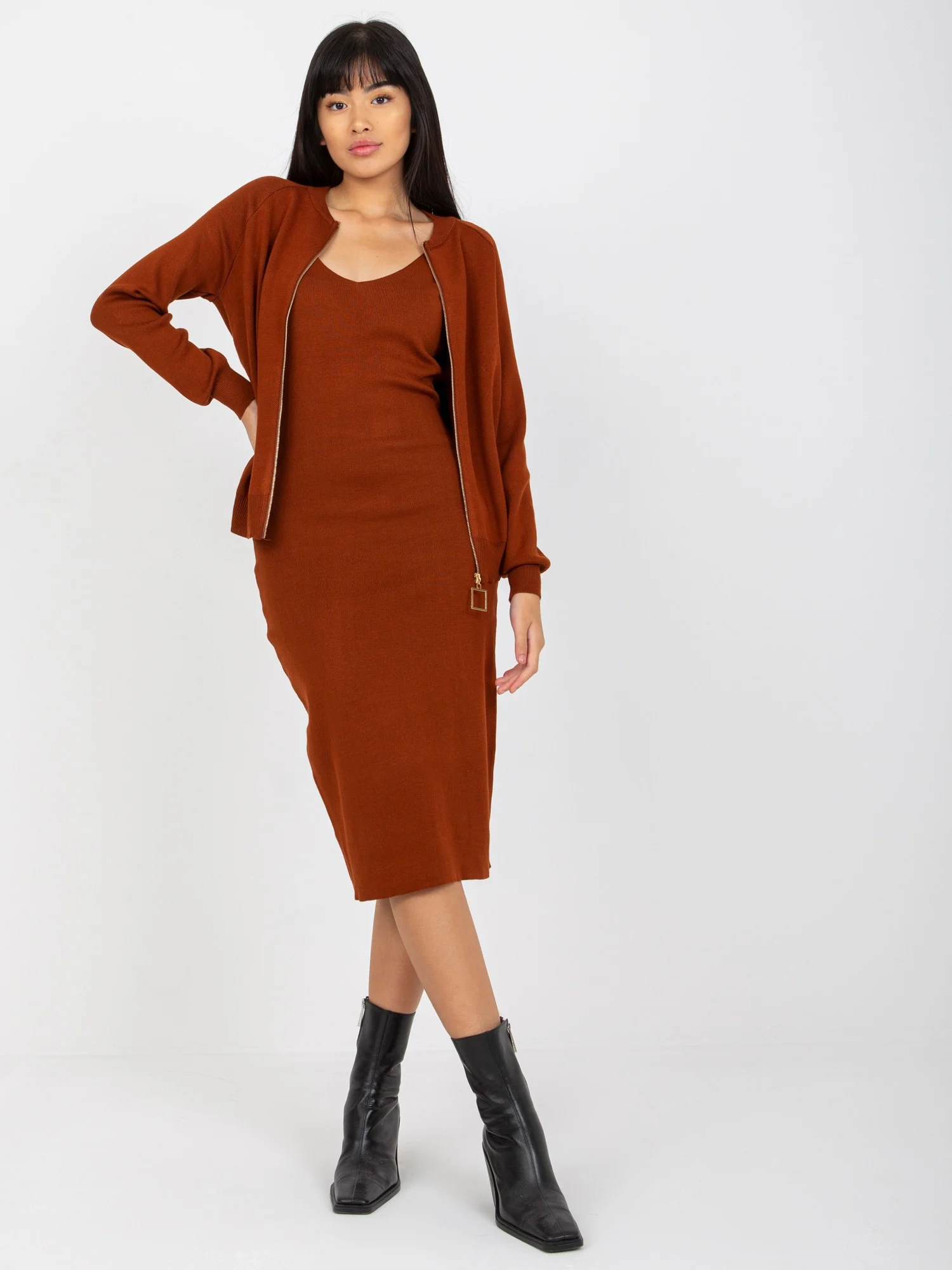 Compleu Dama Maneca lunga, Decolteu in V, May By Shining Star, Maro Eleganta Office - imagine 8