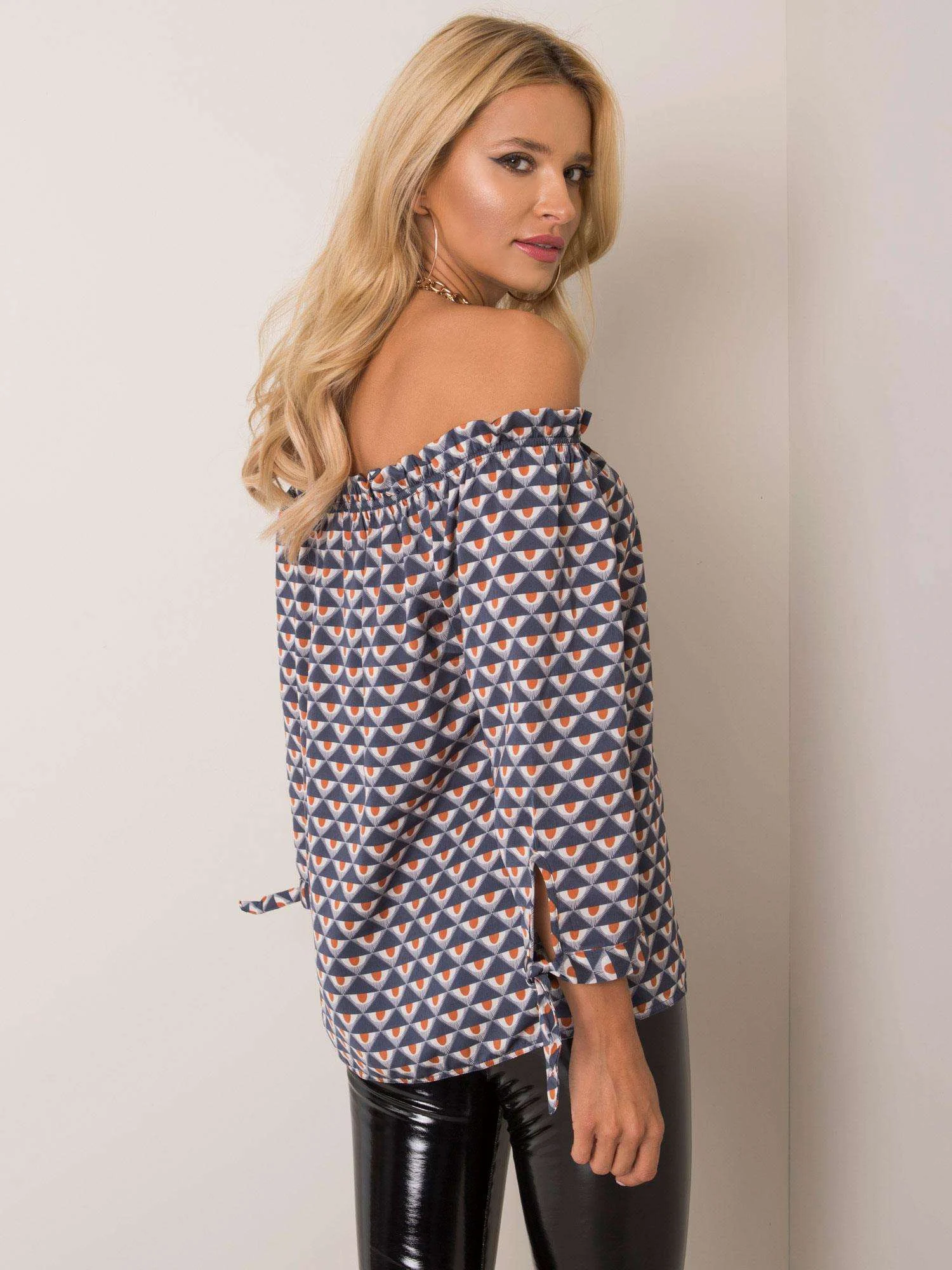 Bluza Dama Maneca lunga, Geometric, Sublevel, Bleumarin Casual - imagine 3
