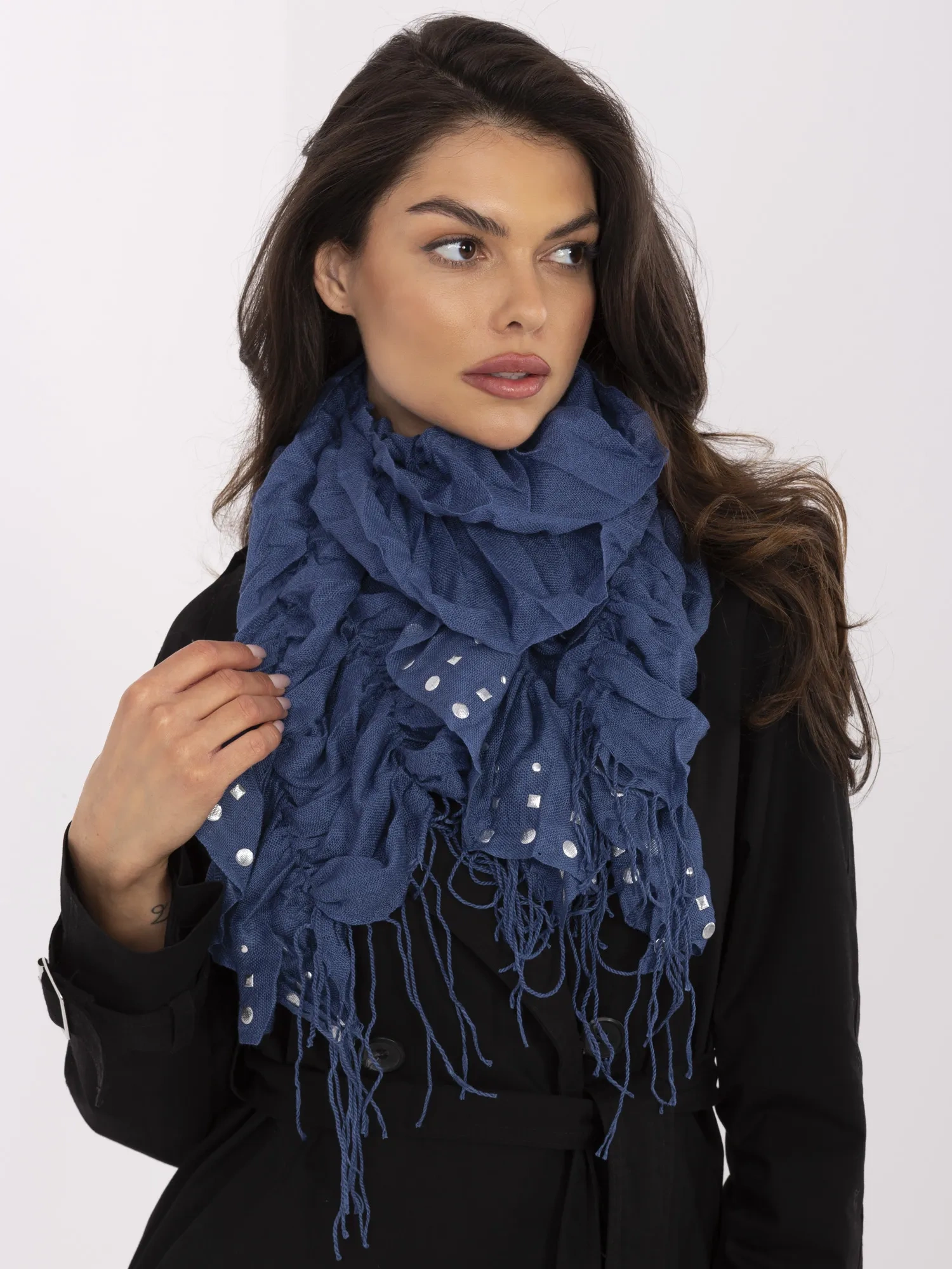 Bandana Dama Imprimat, Viscoza, Fashion Hunters, Albastru - imagine 4