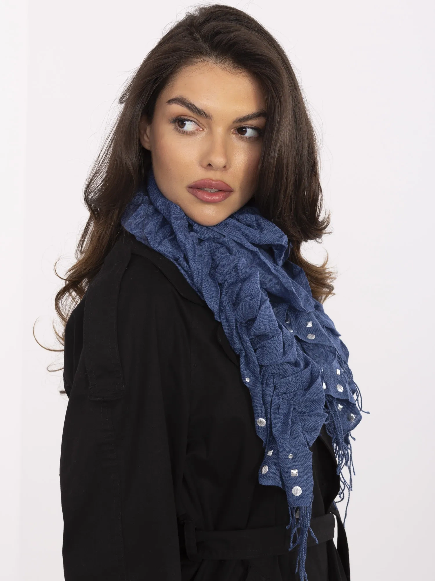 Bandana Dama Imprimat, Viscoza, Fashion Hunters, Albastru - imagine 3