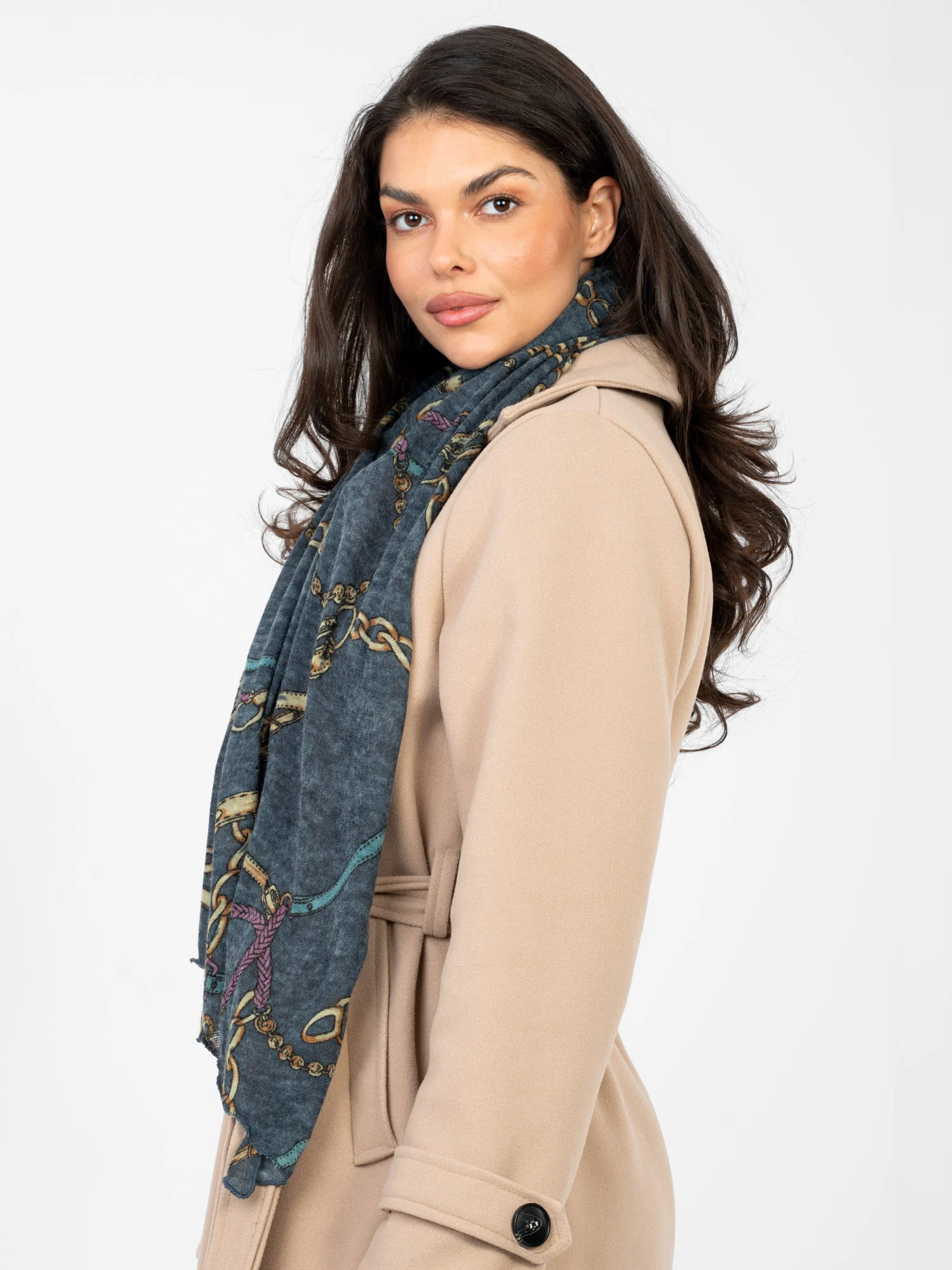 Bandana Dama Imprimat, Acril, Fashion Hunters, Albastru - imagine 6