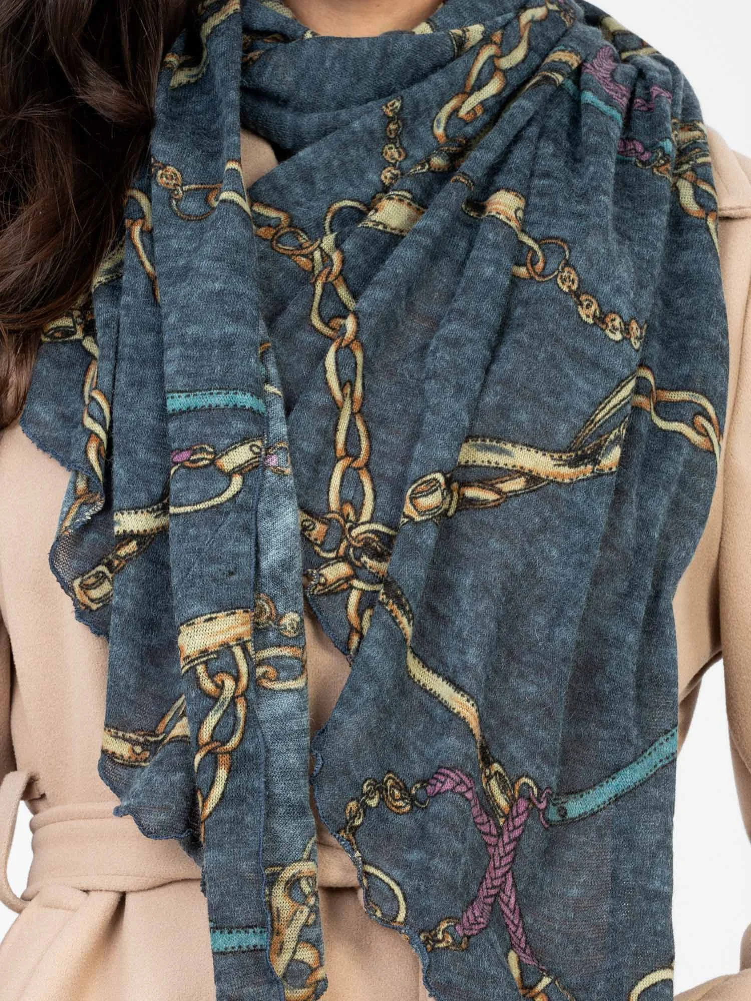 Bandana Dama Imprimat, Acril, Fashion Hunters, Albastru - imagine 3