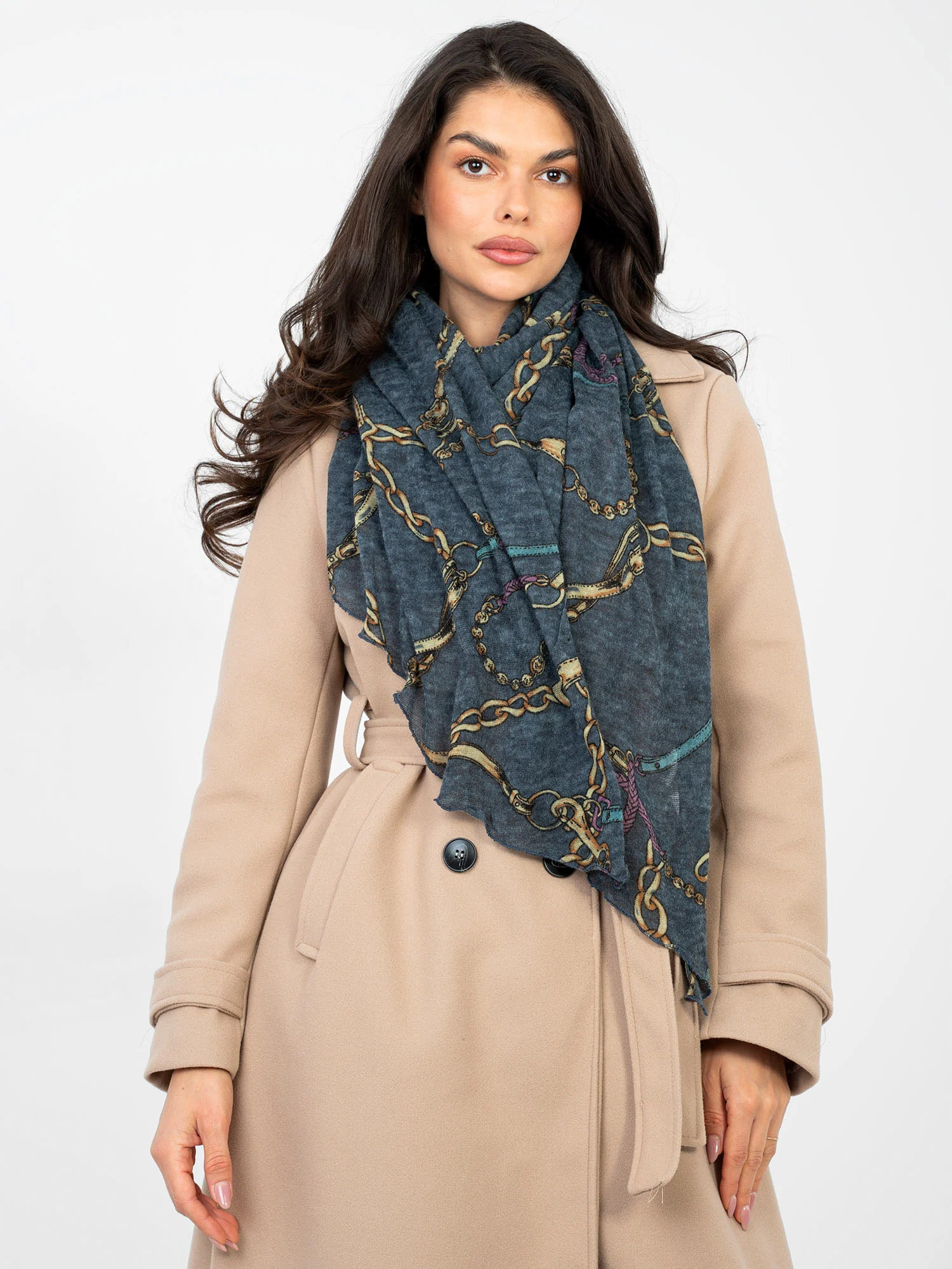 Bandana Dama Imprimat, Acril, Fashion Hunters, Albastru - imagine 5