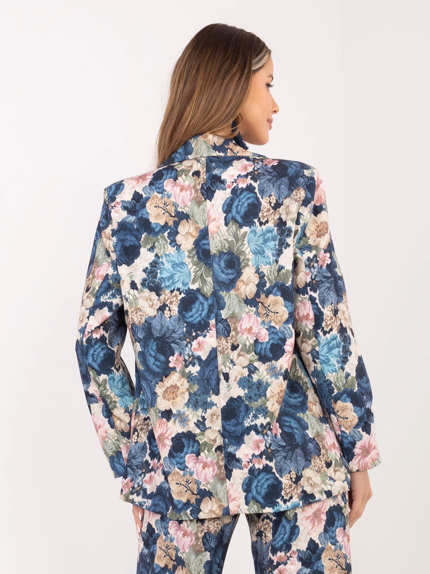 Sacou Dama Maneca lunga, Floral, RUE PARIS, Albastru de Vara - imagine 5