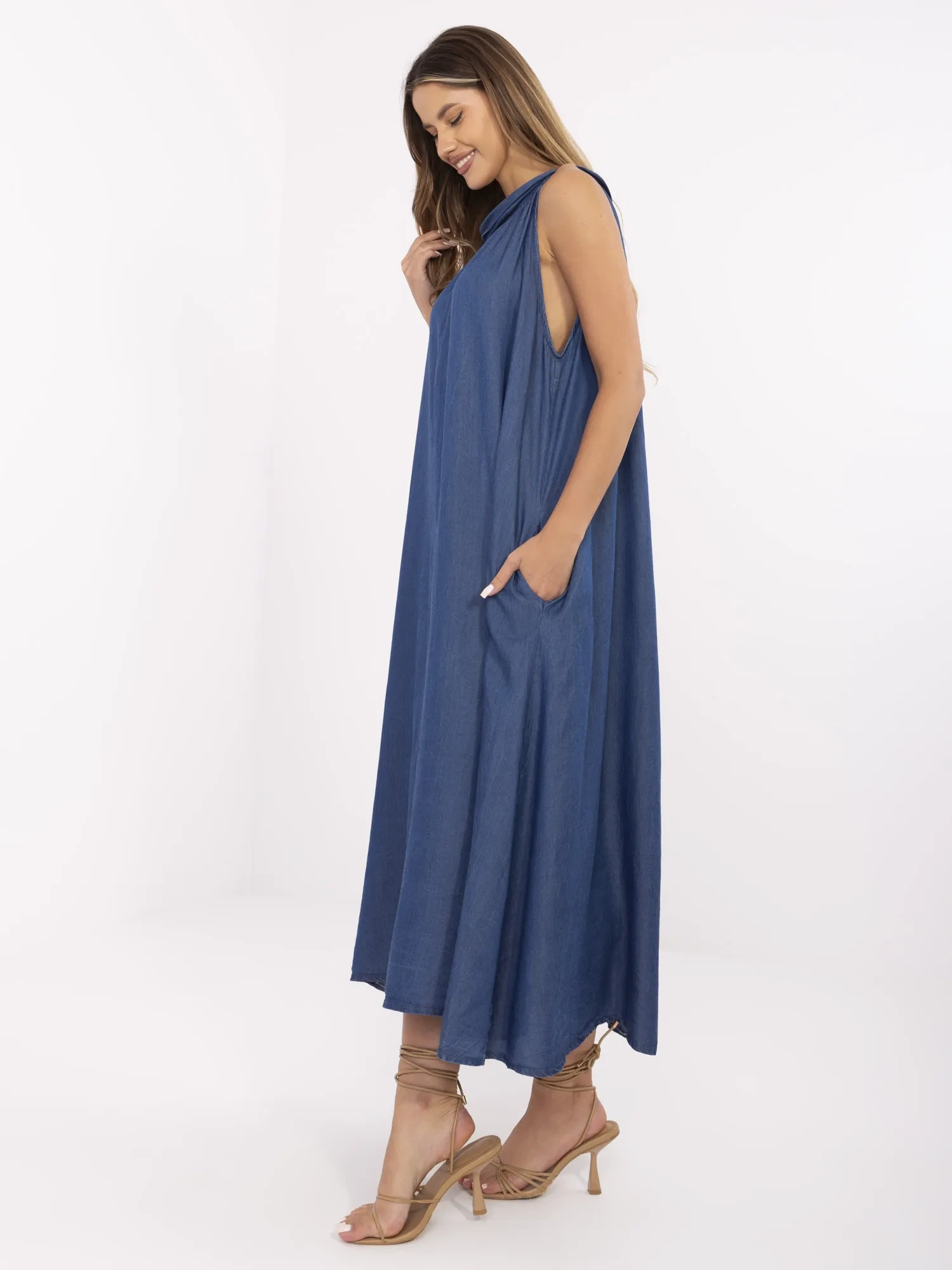 Rochie Dama Maxi, Oversize, ITALY MODA, Albastru de Vara - Image 2