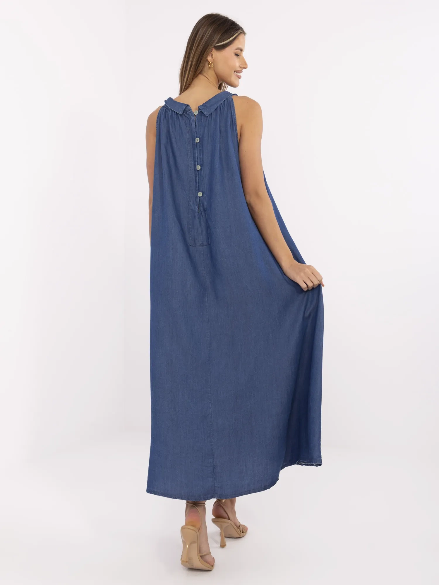 Rochie Dama Maxi, Oversize, ITALY MODA, Albastru de Vara - Image 5
