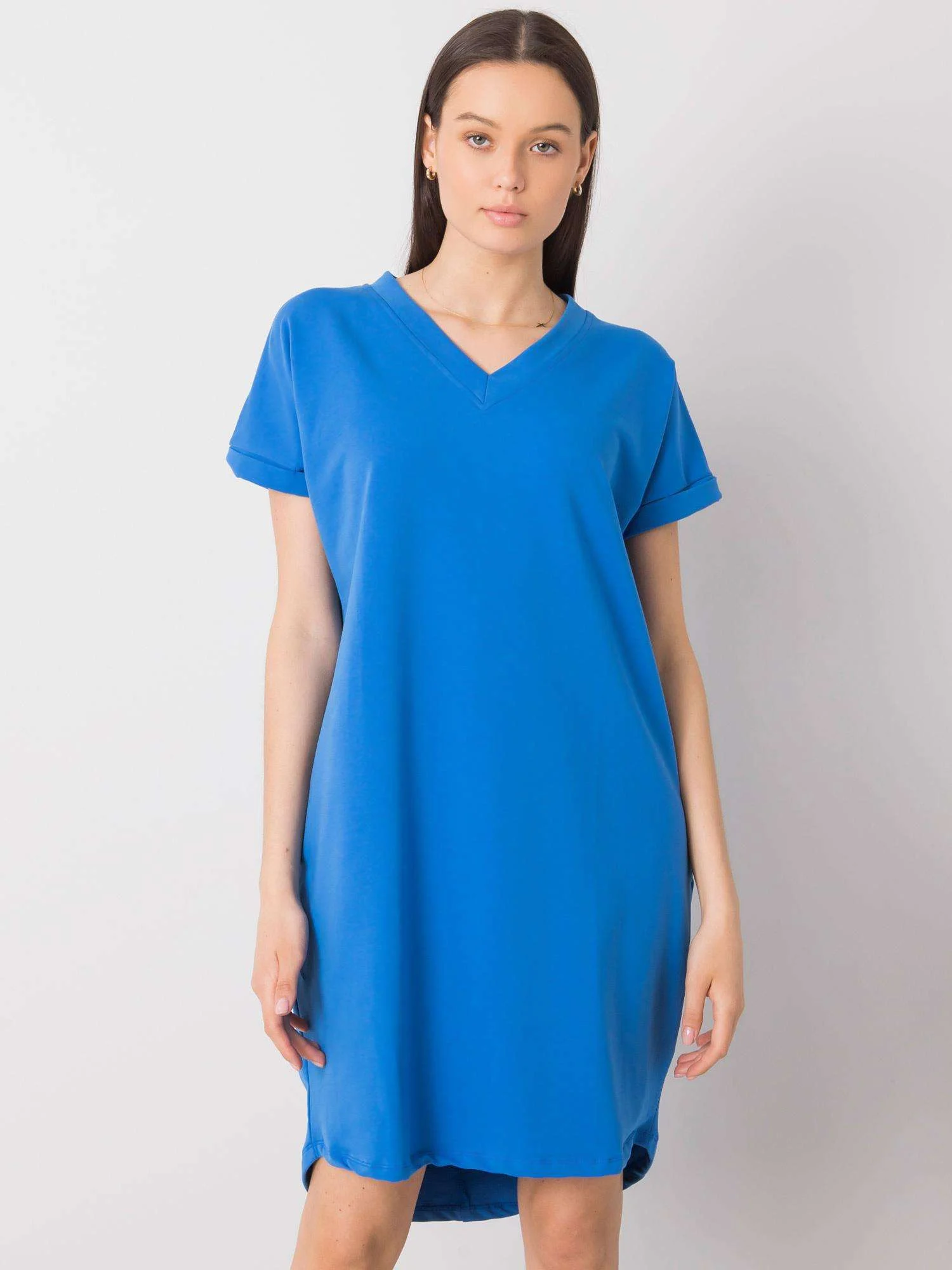 Rochie Dama Mini, Rochie asimetrica, RUE PARIS, Albastru Eleganta Office - imagine 2