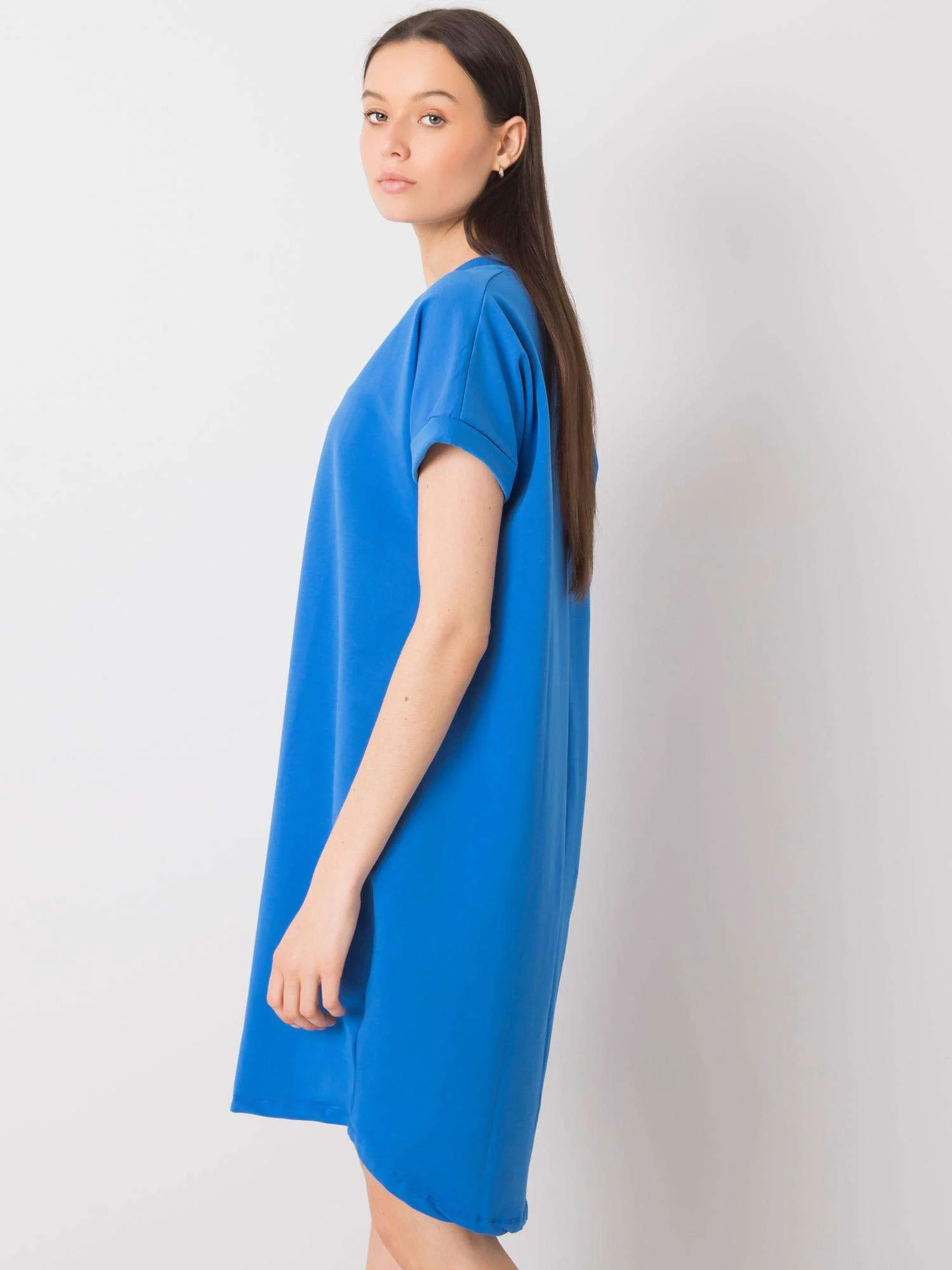 Rochie Dama Mini, Rochie asimetrica, RUE PARIS, Albastru Eleganta Office - imagine 5