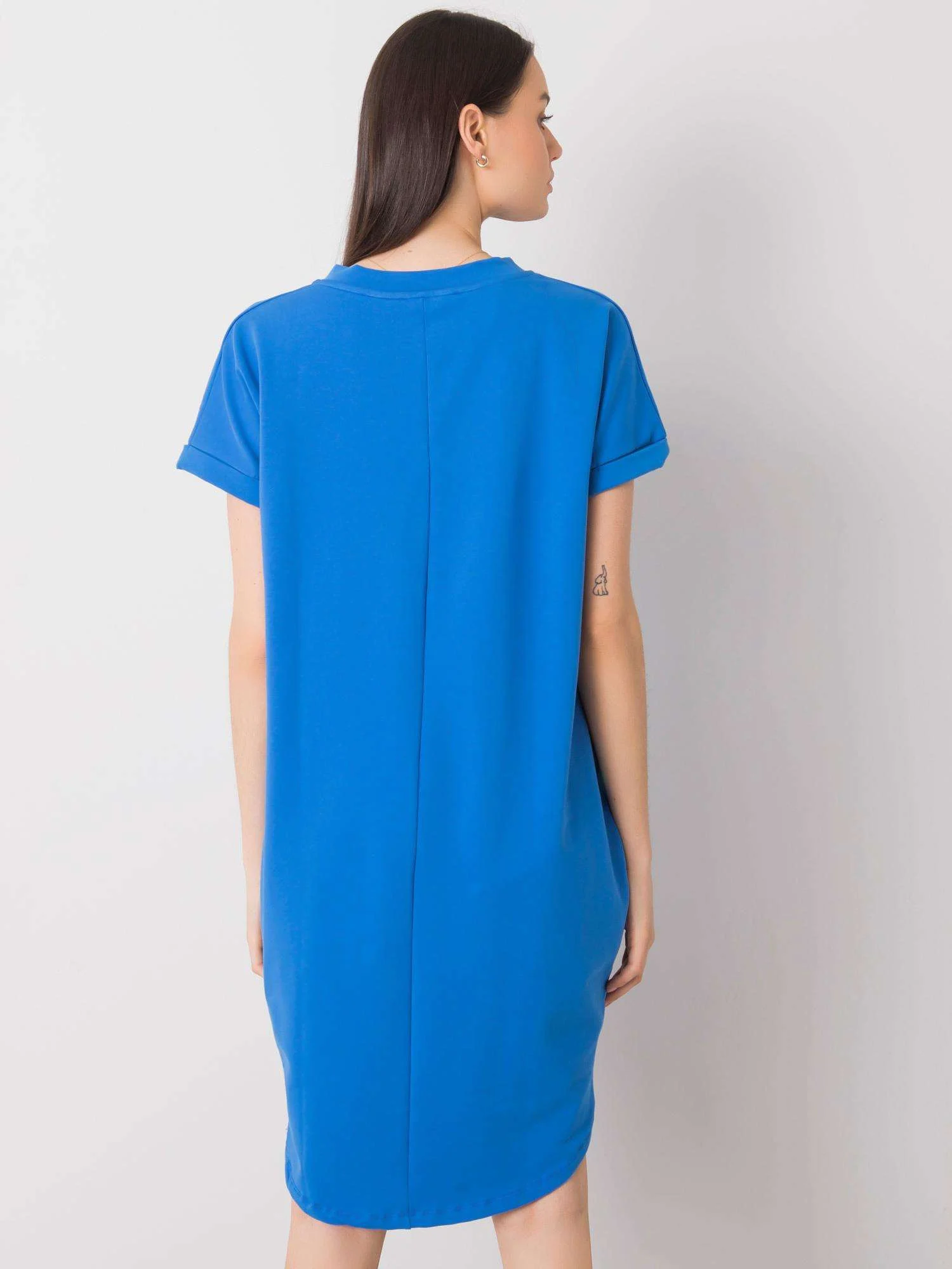 Rochie Dama Mini, Rochie asimetrica, RUE PARIS, Albastru Eleganta Office - imagine 3
