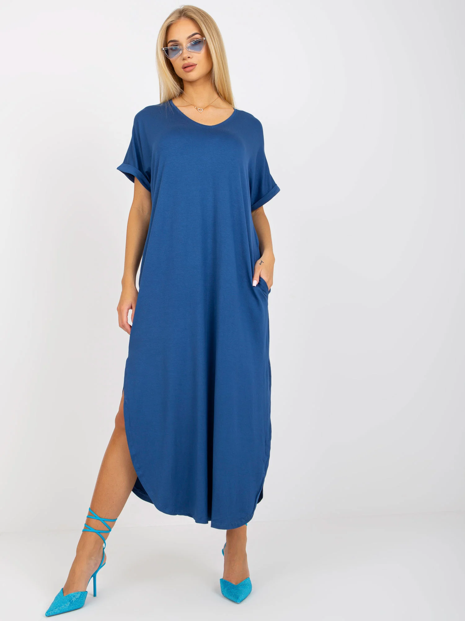 Rochie Dama Midi, Rochie dreapta, Och Bella, Albastru de Vara - Image 5