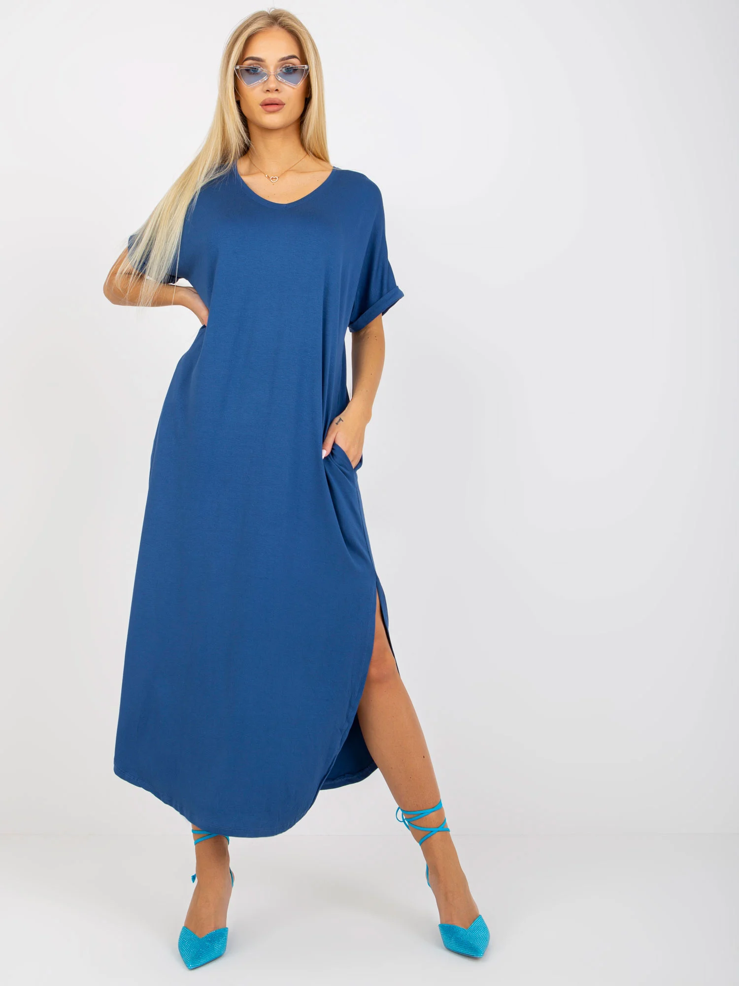Rochie Dama Midi, Rochie dreapta, Och Bella, Albastru de Vara - Image 3