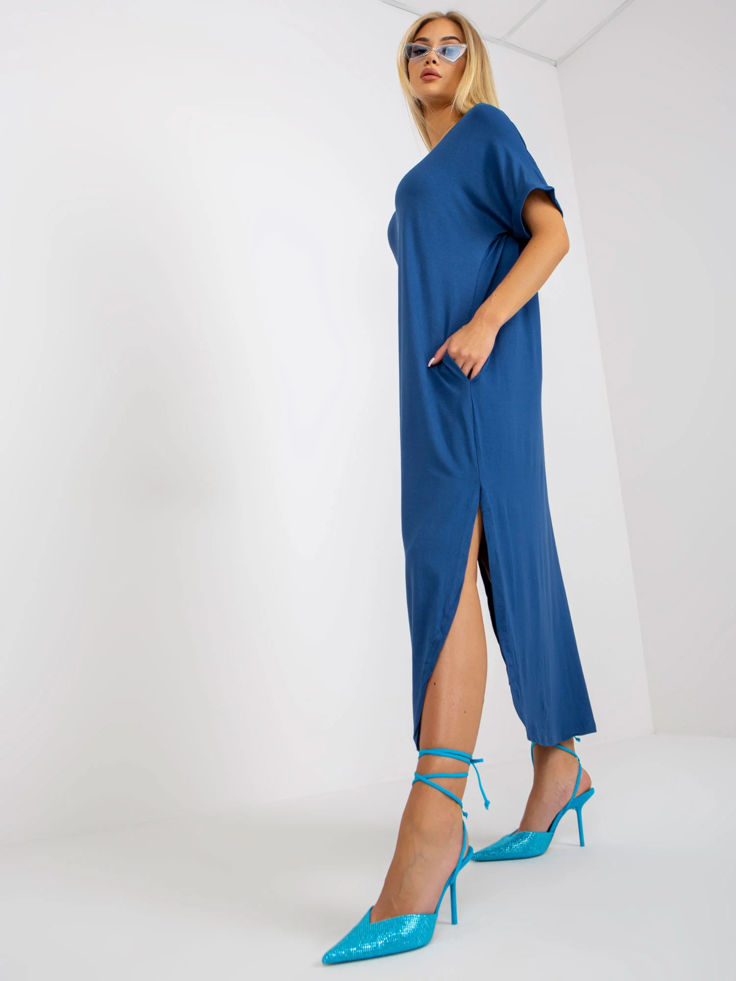 Rochie Dama Midi, Rochie dreapta, Och Bella, Albastru de Vara - Image 6