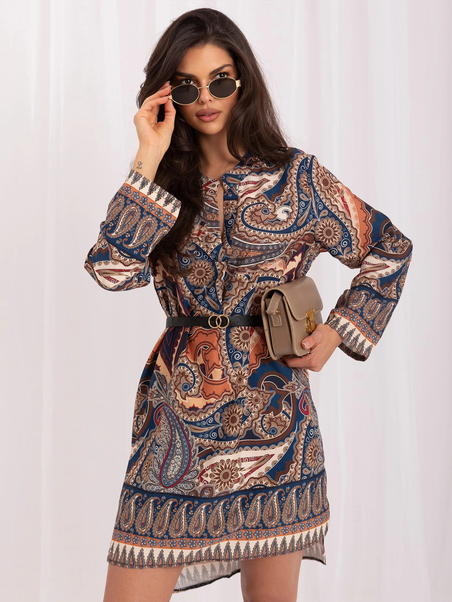 Rochie Dama Maxi, Rochie dreapta, ITALY MODA, Albastru Eleganta Office - Image 2
