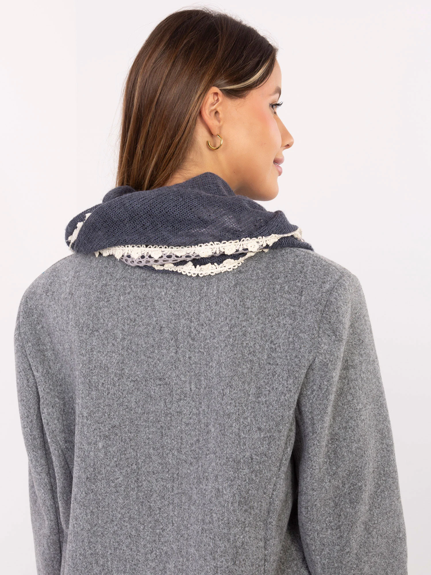 Bandana Dama Dantela, Viscoza, Fashion Hunters, Albastru - imagine 5