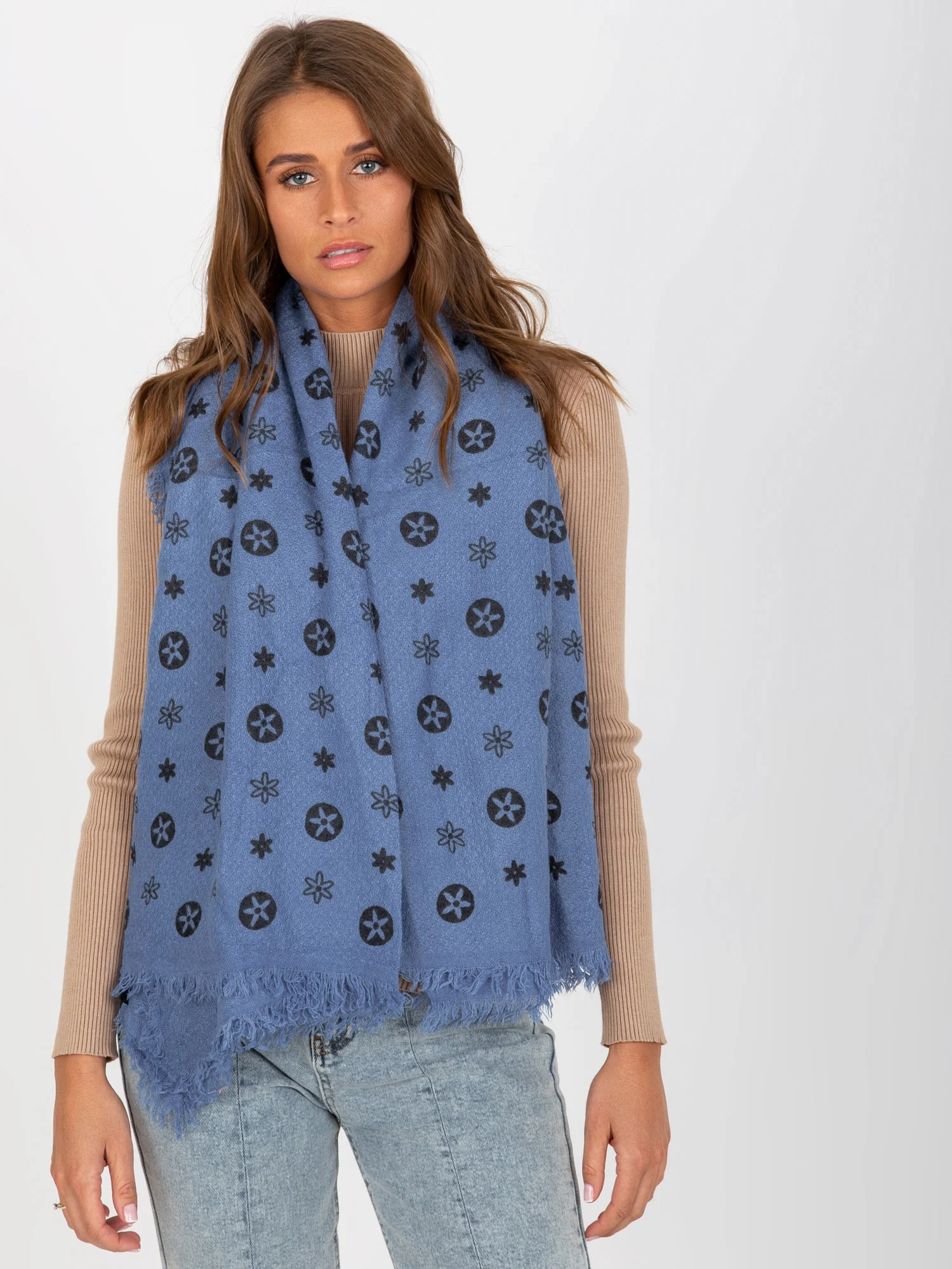 Bandana Dama Imprimat, Acril, Fashion Hunters, Albastru - imagine 5