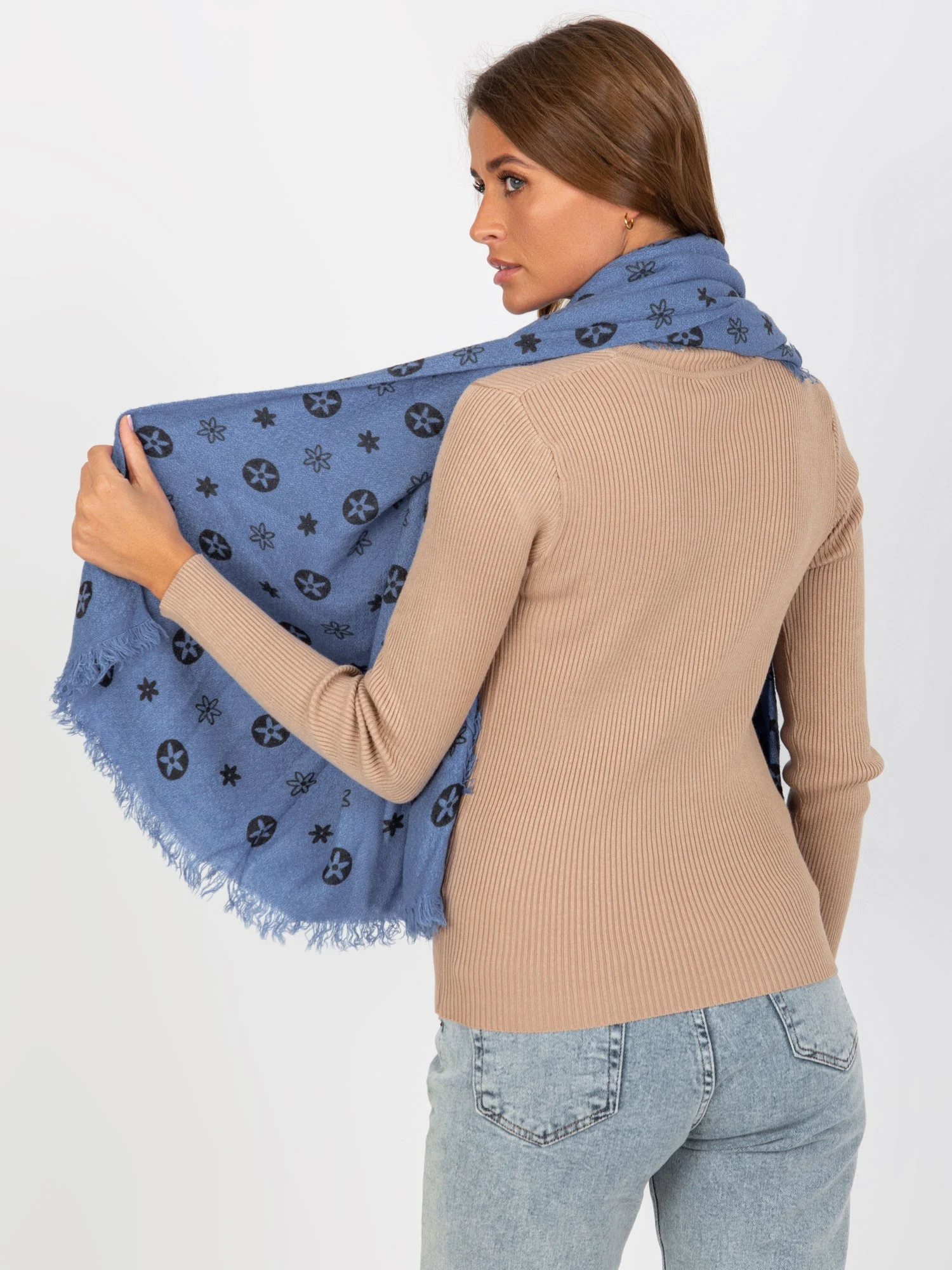 Bandana Dama Imprimat, Acril, Fashion Hunters, Albastru - imagine 4