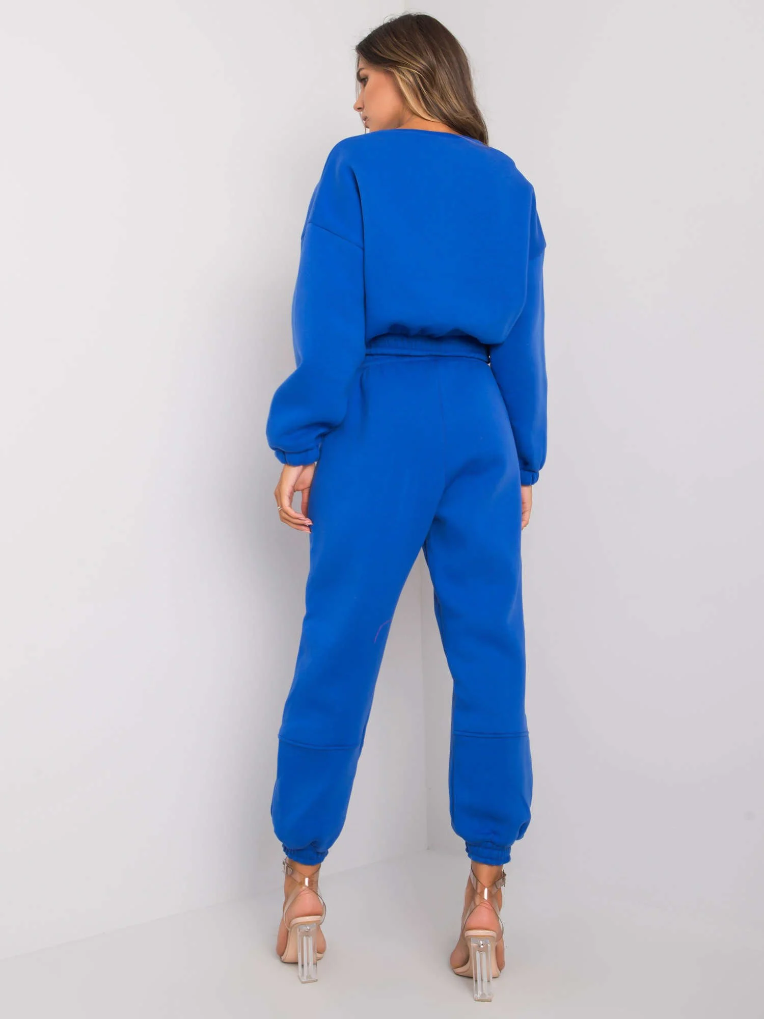 Compleu Dama Maneca lunga, Imprimat, ex moda, Cobalt - imagine 4